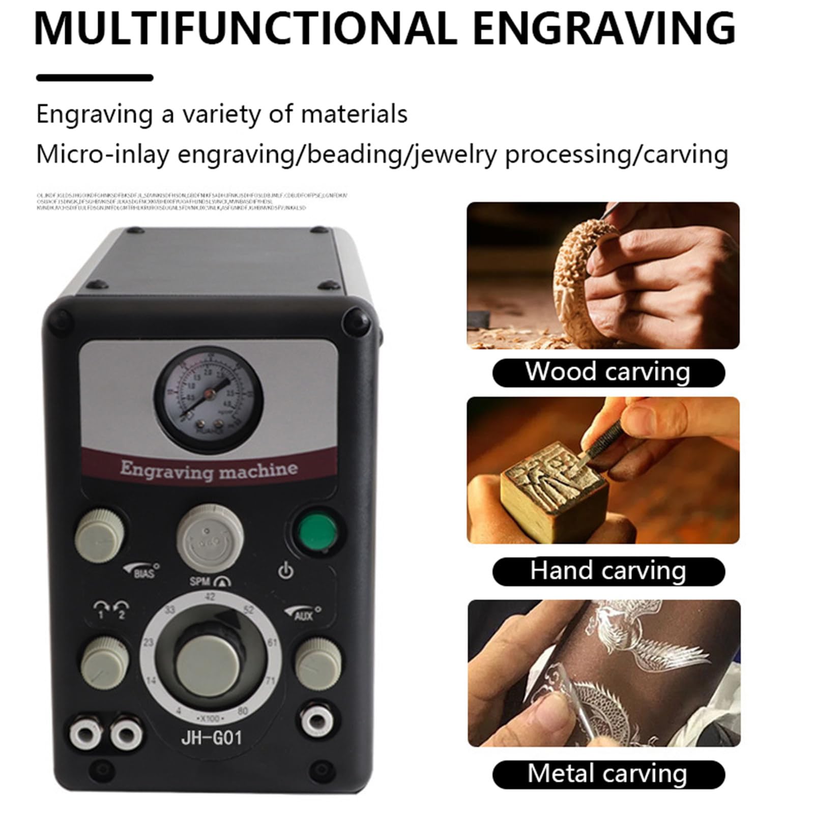 Grabadora de joyería eléctrica, Máquina de Grabado para Metal, 400-8000 RPM, máquina neumática de Doble Mango para joyería, con Pedal neumático, Graver Graver neumático para Manualidades