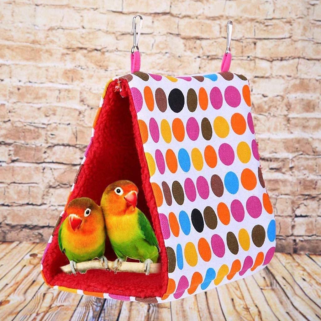 Nid Oiseau Cage Oiseau Perroquet Hamac Triangle Maison d'oiseau nid d'oiseau Tente abri Lieu de Repos Colibri matériel de Nidification Oiseau Suspendu Grotte Peluche Chaud Hangar Cage lit de Couchage