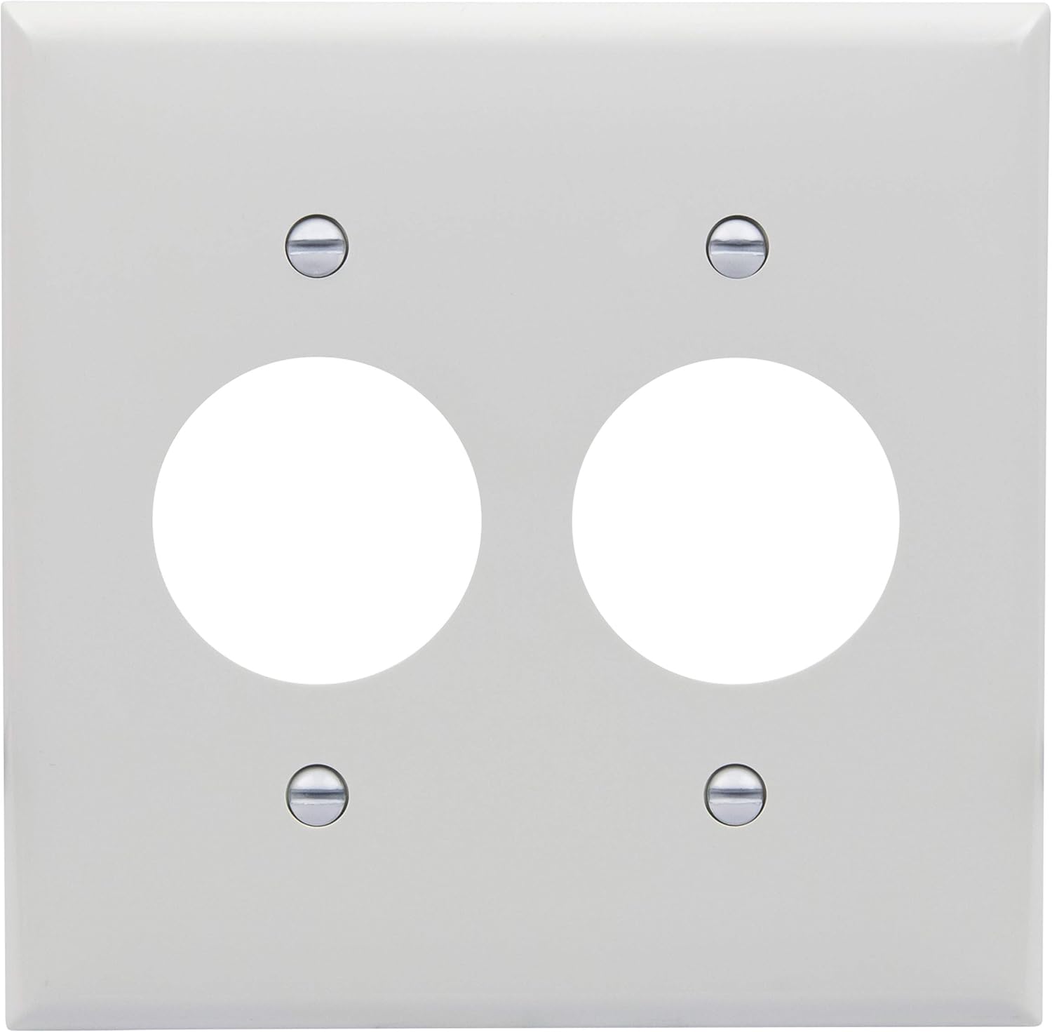 ENERLITES 1.406" Hole Single Receptacle Outlet Wall Plate, Size 2-Gang 4.50" x 4.57", Polycarbonate Thermoplastic, 8852-W, White
