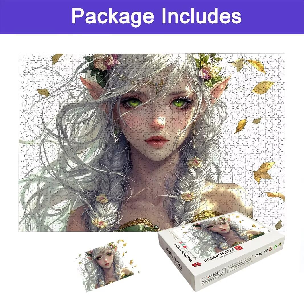 Elfy puzzle dla dorosłych 5000, 5000 puzzli dla dorosłych, 156,5 x 105,5 cm twarde niemożliwe drewniane puzzle, wymagająca gra dla całości, prezenty dla mężczyzn, motyw: (piękno), -8021