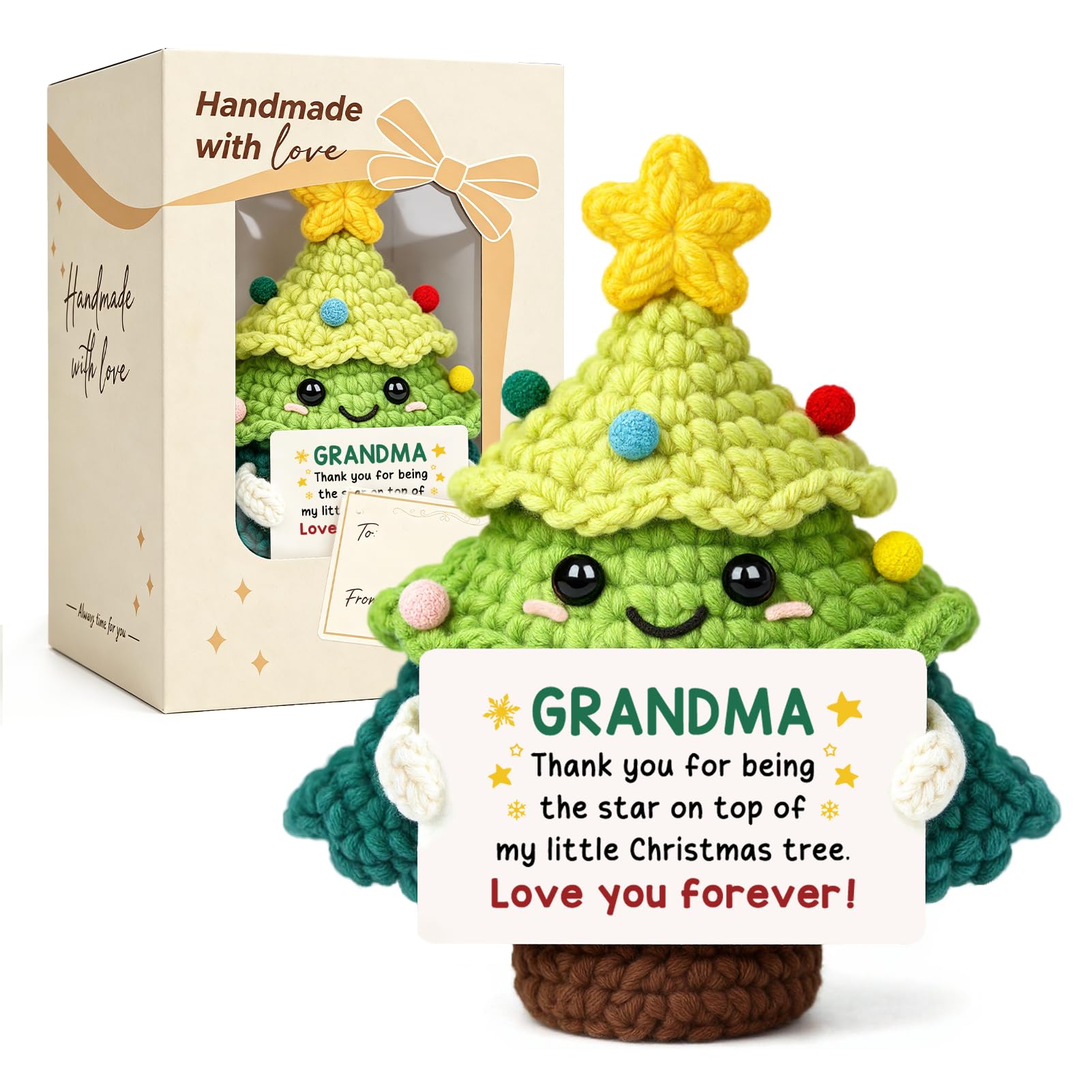 Giftasy Grandma Gifts, Grandma Birthday Gifts - Handmade Crochet Cute Christmas Tree - Gifts for Grandma from Grandchildren, Christmas Birthday Mother's Day Presents for Grandma