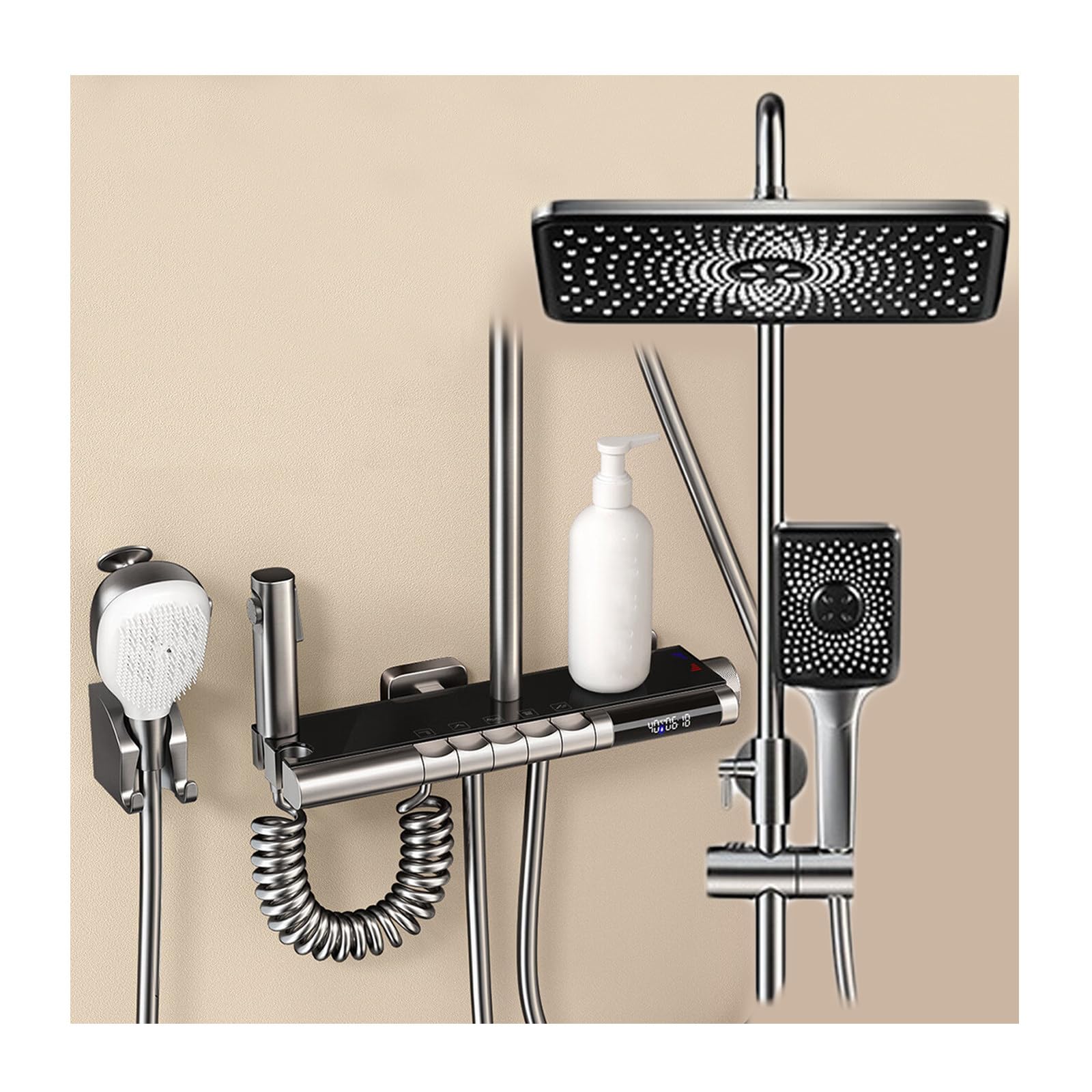 Système de douche thermostatique affichage numérique et mitigeur pluie 5 fonctions
