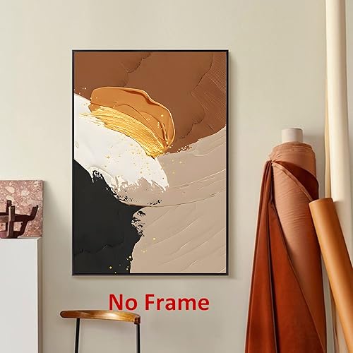 Vista 30 de Lienzo abstracto naranja para pared, póster naranja moderno, pintura geométrica abstracta, lienzo de lámina dorada, arte de pared naranja y dorado