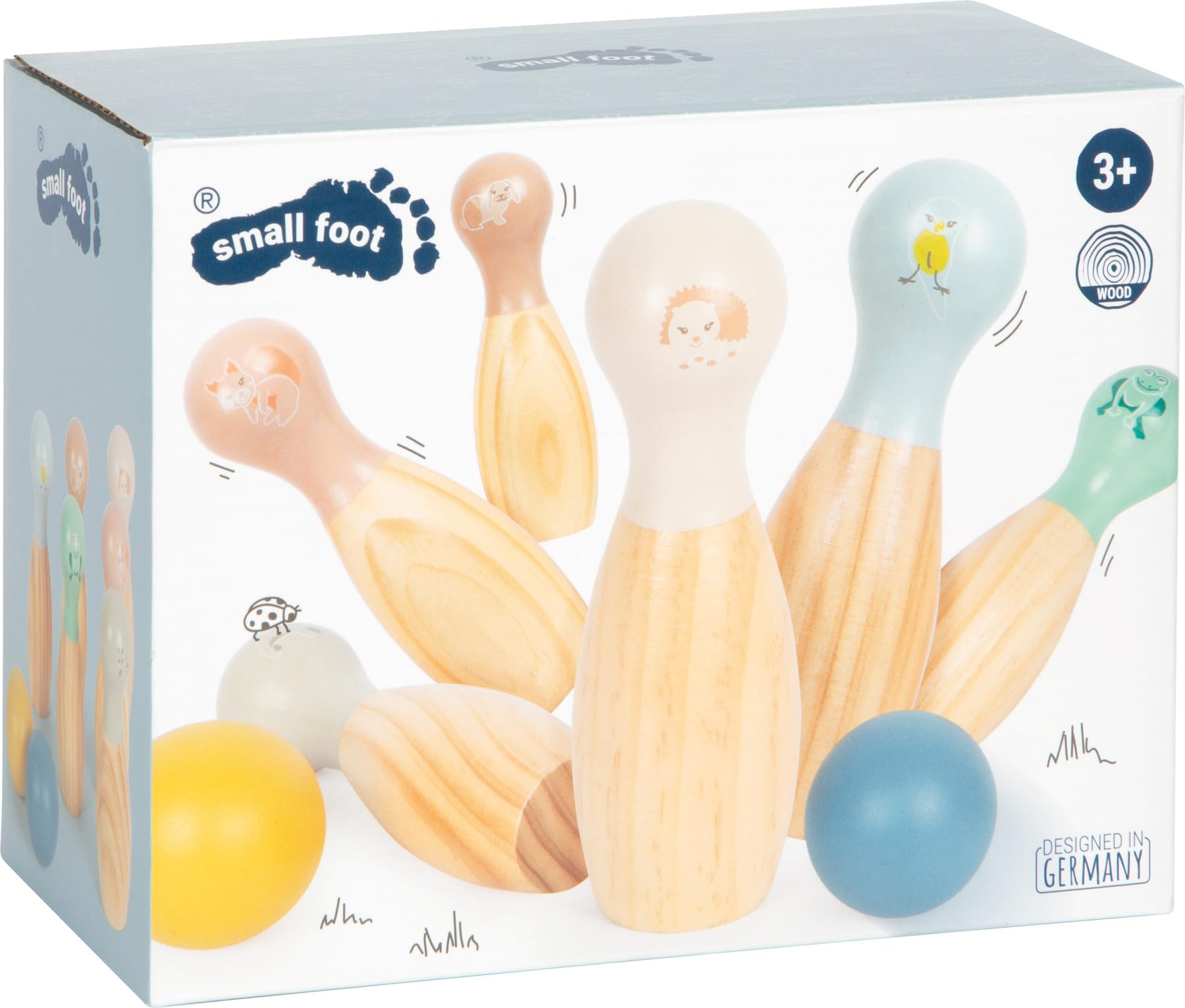 Small Foot Jeu de quilles « Garden Buddies » en Bois, avec des Motifs d'animaux, pour Les Enfants à partir de 3 Ans, 12644