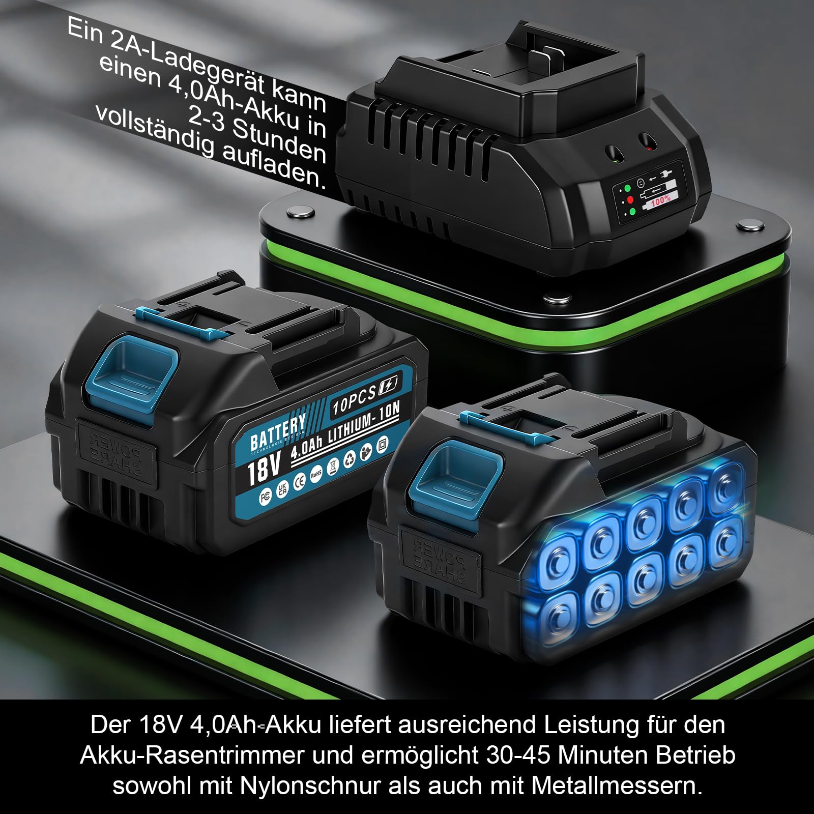 Decespugliatore a batteria da 1200 W, con 2 batterie e caricatore