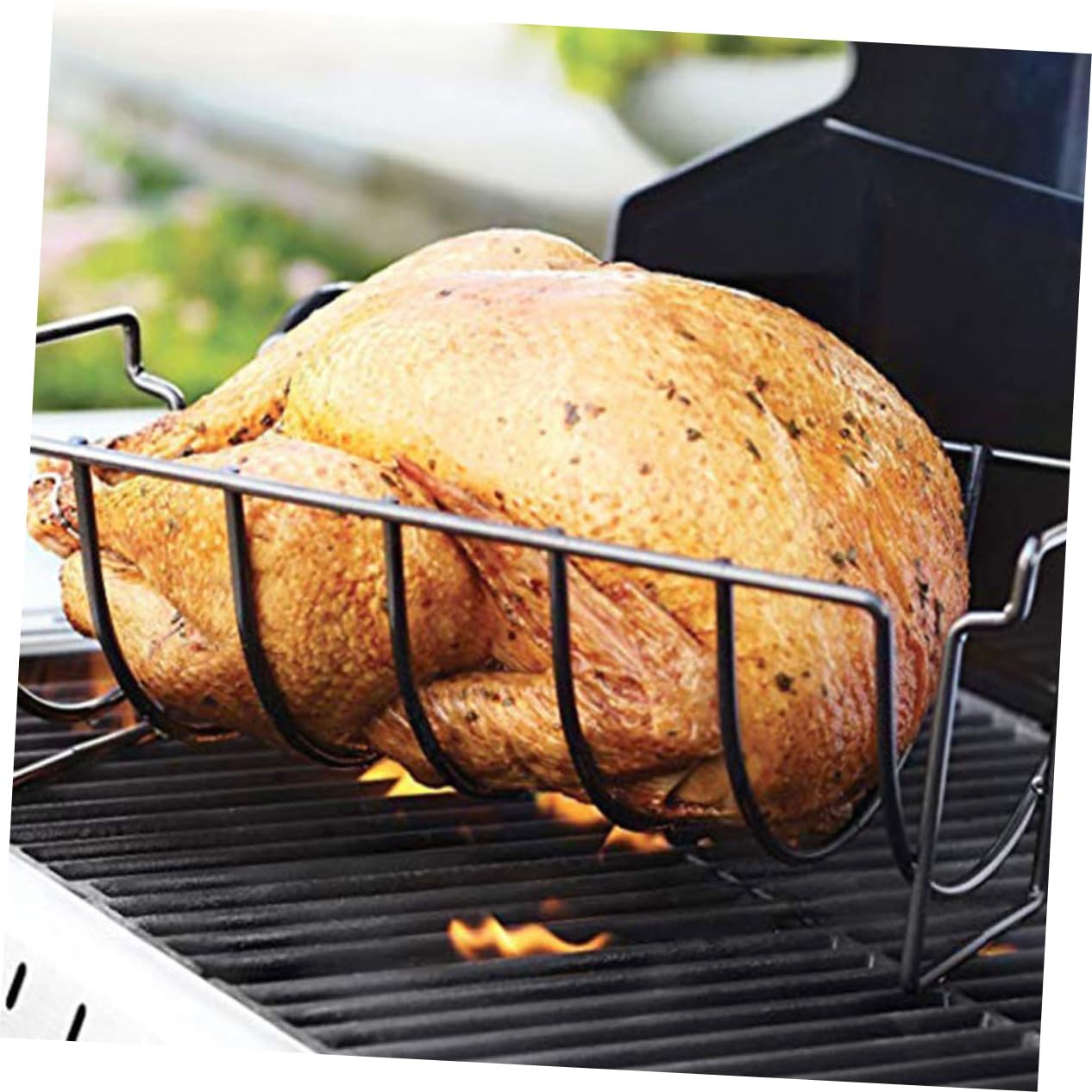 Toddmomy Supporto per Barbecue in Ferro, Leggero e Portatile, per Grigliate All'aperto, Accessorio Pratico per Carne e Pollo