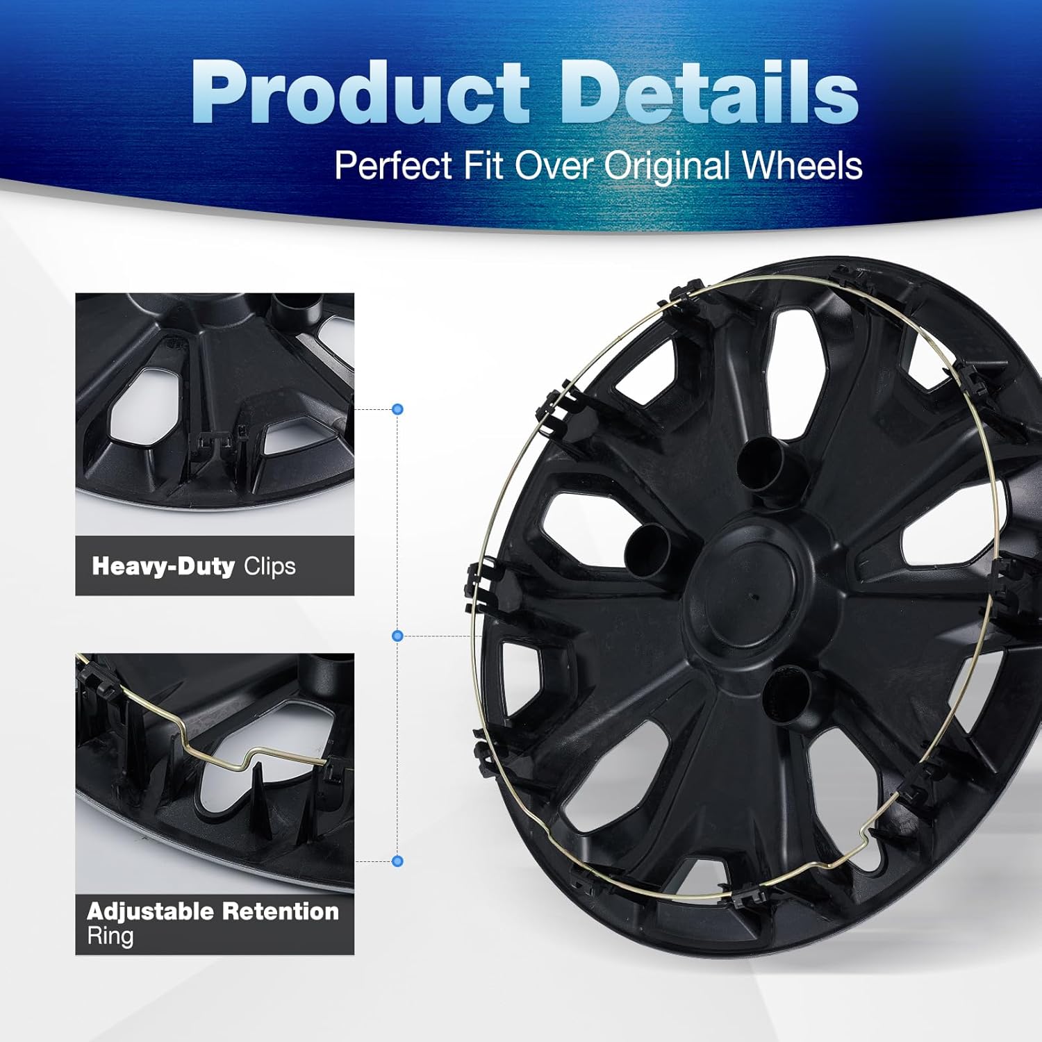 Hubcap Wheel Covers for 2015-2026 Ford Transit 150 250 350 350HD ABS Hubcap Replacement Set of 4, 16 inch Glossy Black