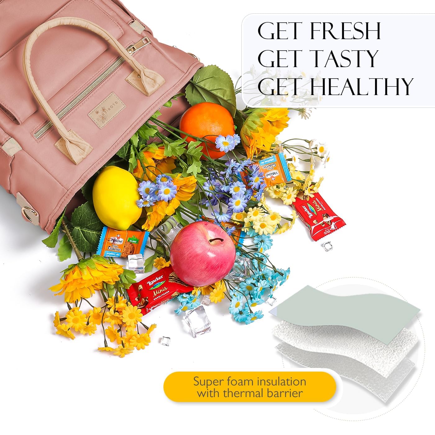 Hihealer Borsa da pranzo deluxe da donna con motivo floreale raro