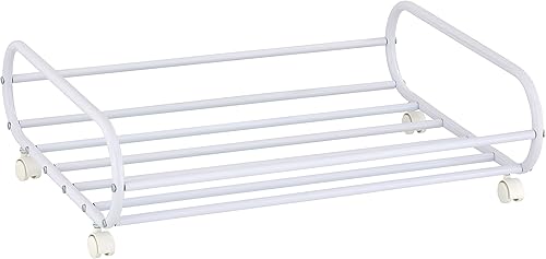 Miniatura 9 de MyGift Carrito de almacenamiento debajo de la cama de 24 pulgadas, organizador de almacenamiento de metal negro con ruedas giratorias, compartimento