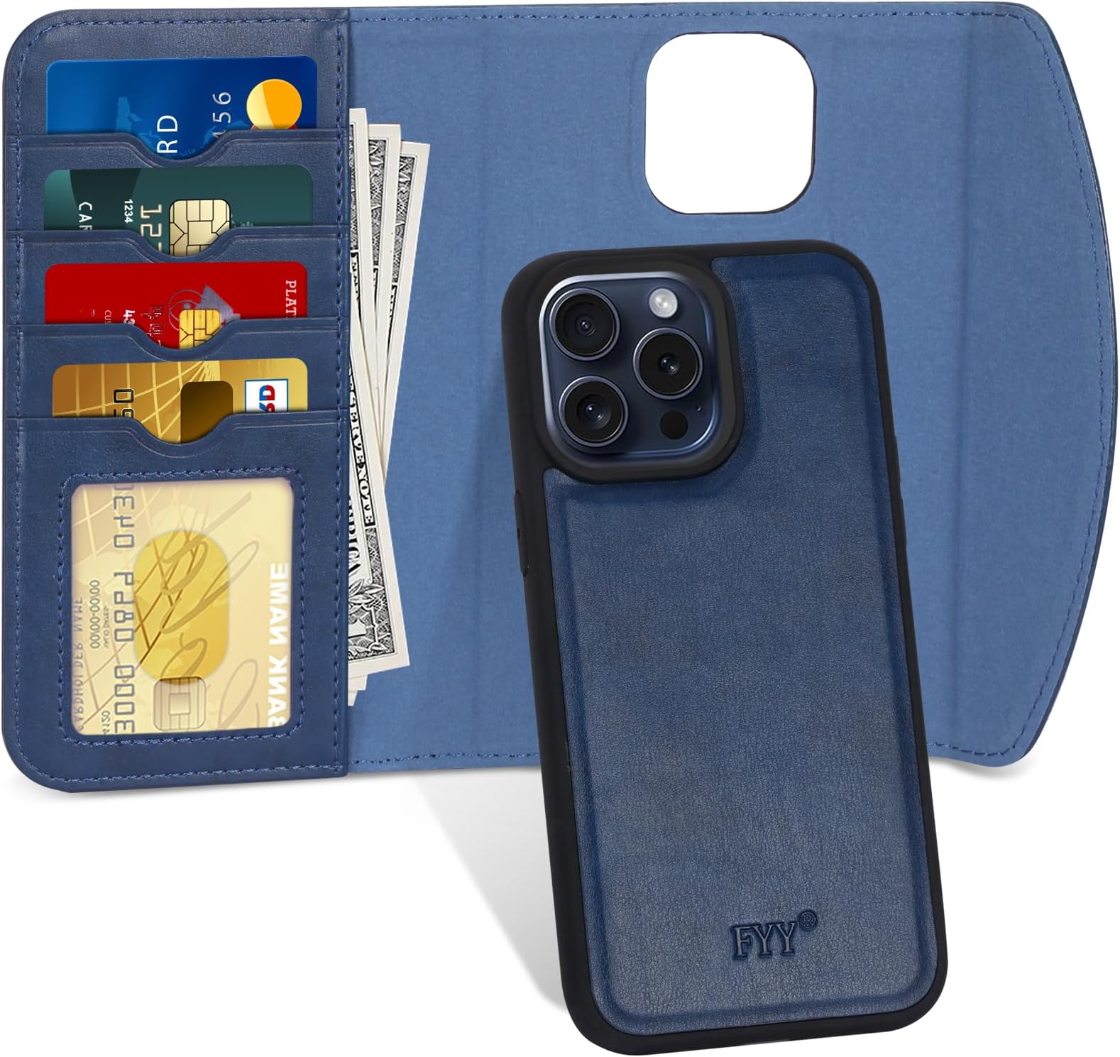 For IPhone 15 Pro Max Detachable Wallet Case With Card - View #11
