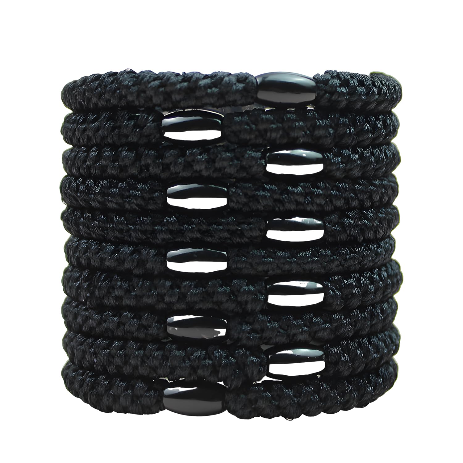 MOTIBACK Black Hair Ties for Men 10Pcs No Crease Braided Elastic Hair Bands