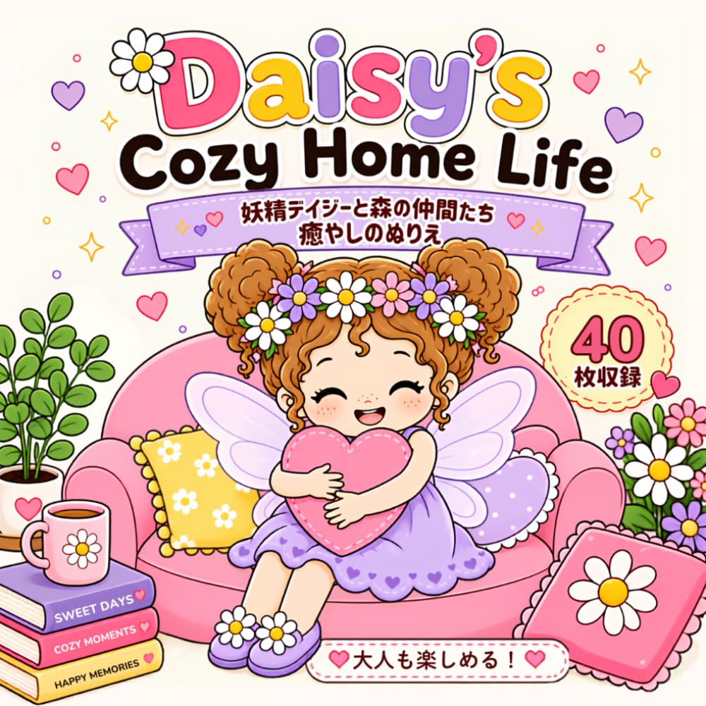 Daisy's Cozy Home Life（デイジーのおうち時間）: 大人からシニアまで楽しめる、太線で塗りやすいかんたんぬりえブック｜かわいい癒やしのデザイン40点収録 (デイジーと森の仲間たち)