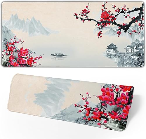 Miniatura 2 de Sakura - Alfombrilla de mouse grande para videojuegos, tamaño XXL, diseño de flor de cerezo, base de goma antideslizante de 35.4 x 15.7 pulgadas con