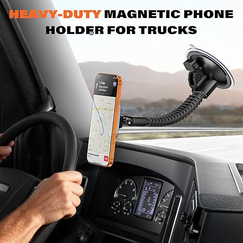 Miniatura 2 de APPS2Car Soporte de teléfono MagSafe para camión resistente, soporte magnético para iPhone con ventosa de vacío grande de 4.33 pulgadas, potencia de