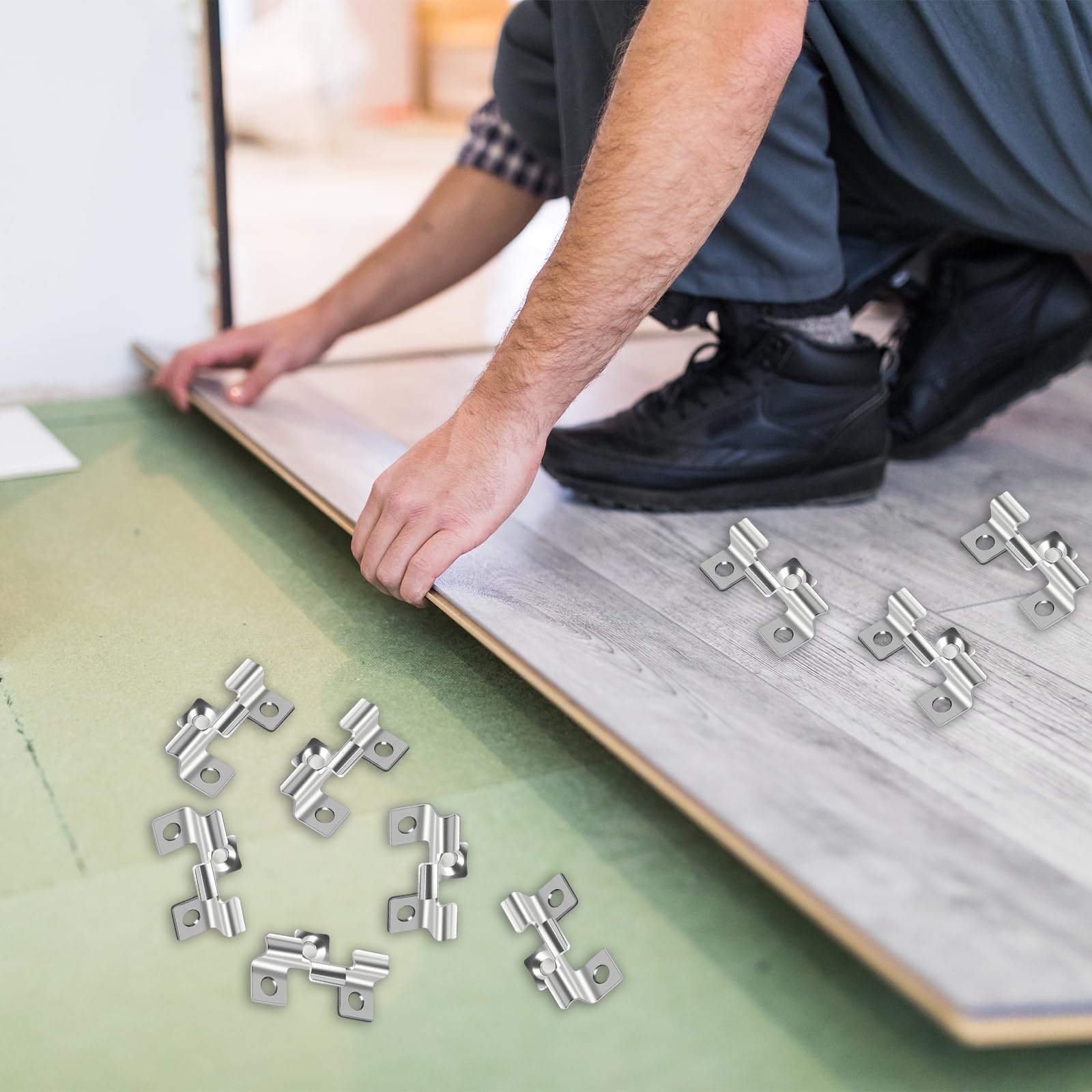 Clips de Fijación para Terraza, 120 Piezas Sujetadores Ocultos para Cubierta, Clips de Cubierta Compuestos Acero Inoxidable, Ancho Sujeción 7,5 mm, para Suelos de Madera Maciza y Laminados