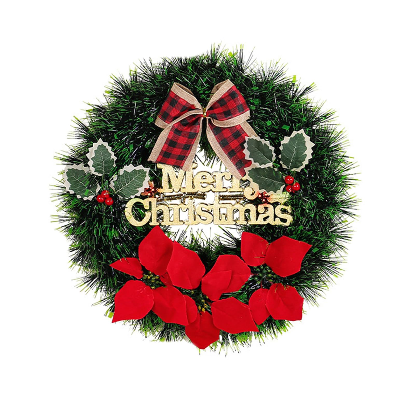Tsophreniq Christmas Wreath for Front Door Winter Garlands Flower Bowknot Decortive Artificial Wreath Holiday Home Party Window Artificial Wreaths for Christmas