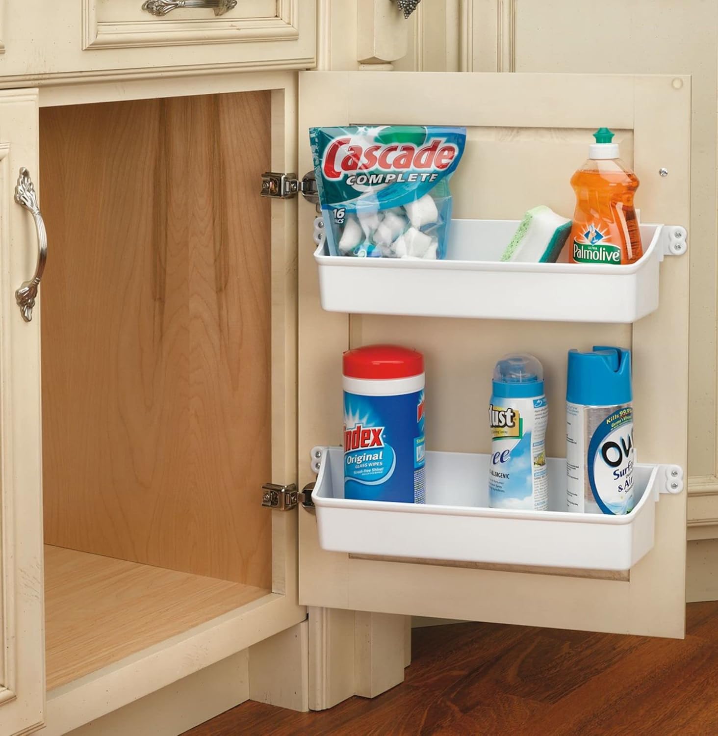 Rev-A-Shelf 8" White Polymer 2-Shelf Cabinet Door-Mount Storage Tray Set