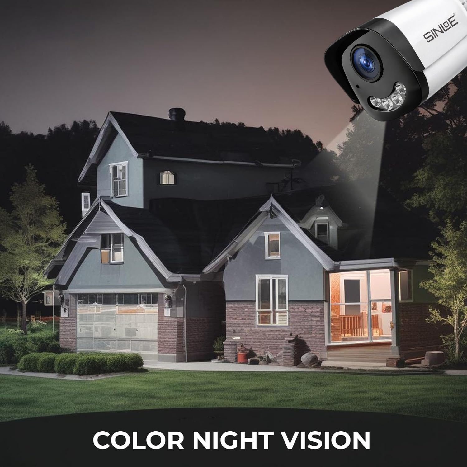 SINLOE 8 Channel 1080P Full HD DVR 2MP Night Color Bullet 8 Pcs, 1 TB Hard Disk Full Combo Set 4