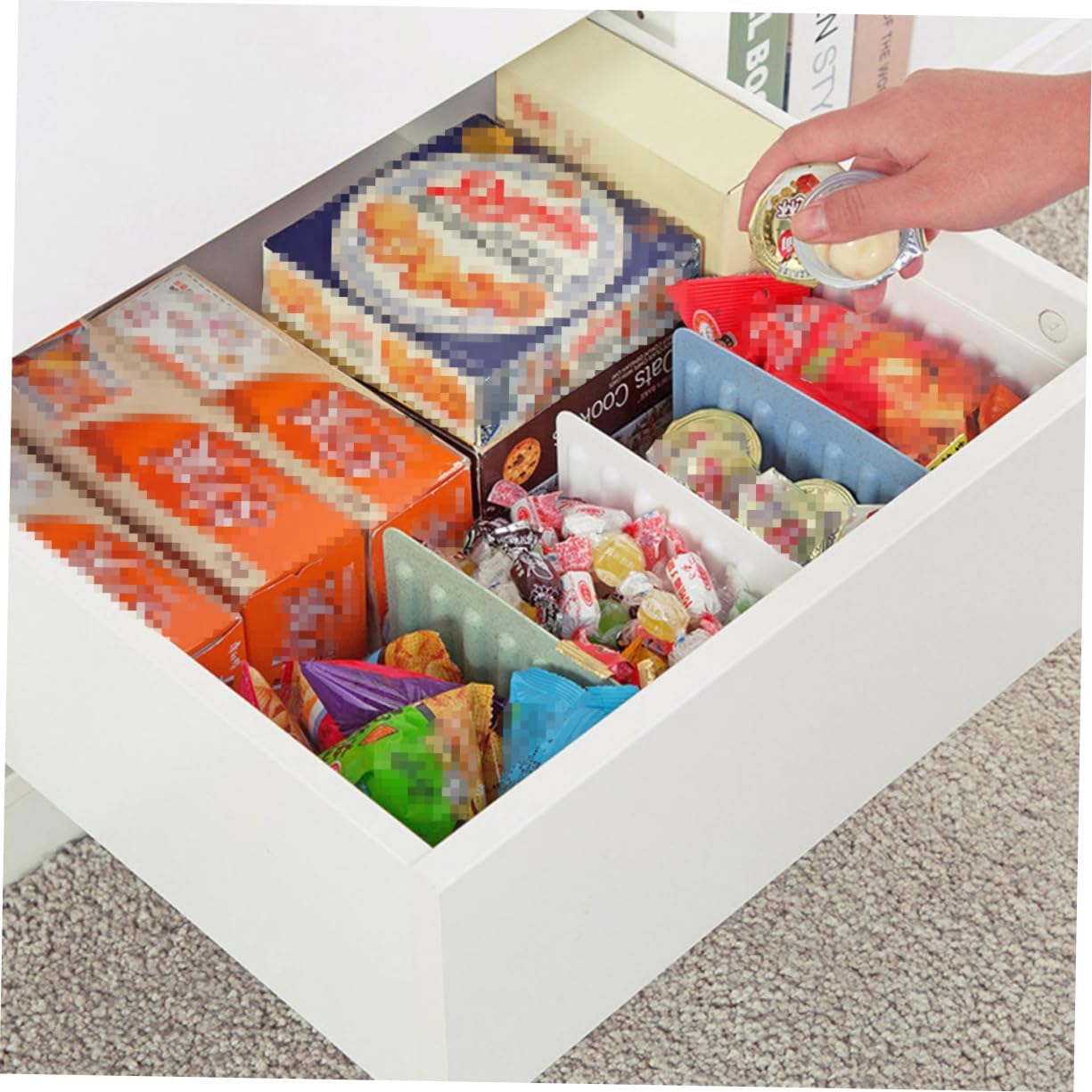 16pcs Pp Drawer Dividers for Refrigerator Kitchen Storage Food Separation Organization for Freezers Cabinets and Dressers Random Colors