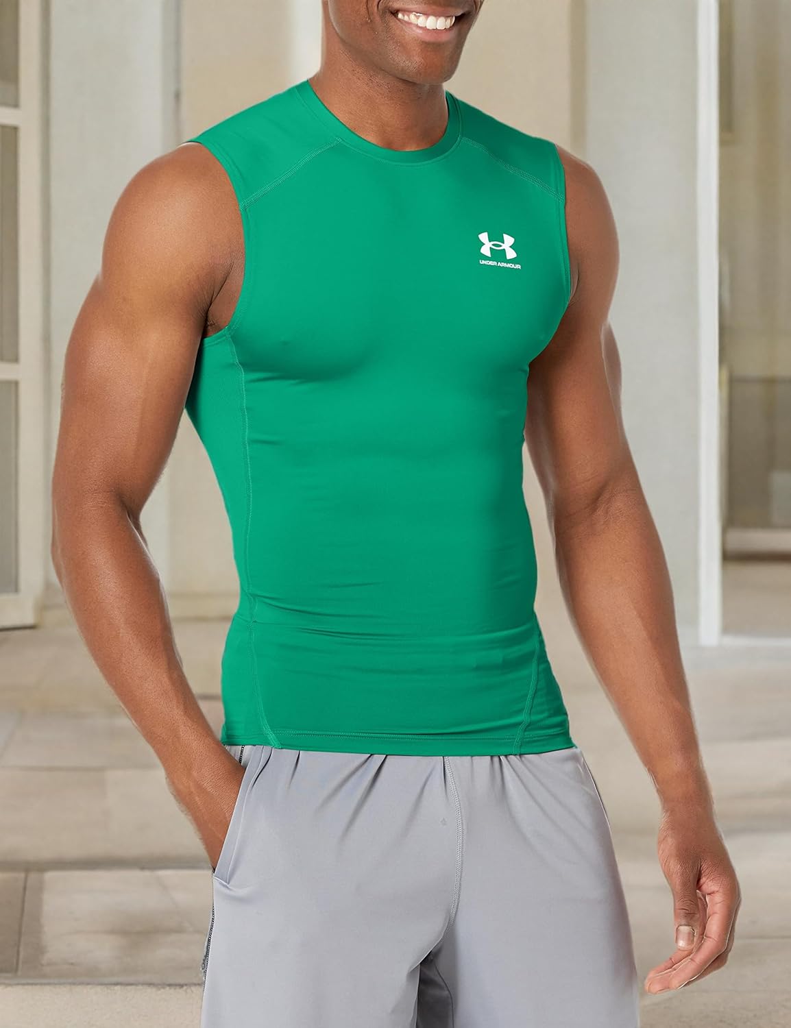 Under Armour Men's HeatGear Compression Sleeveless T-Shirt - Image 3