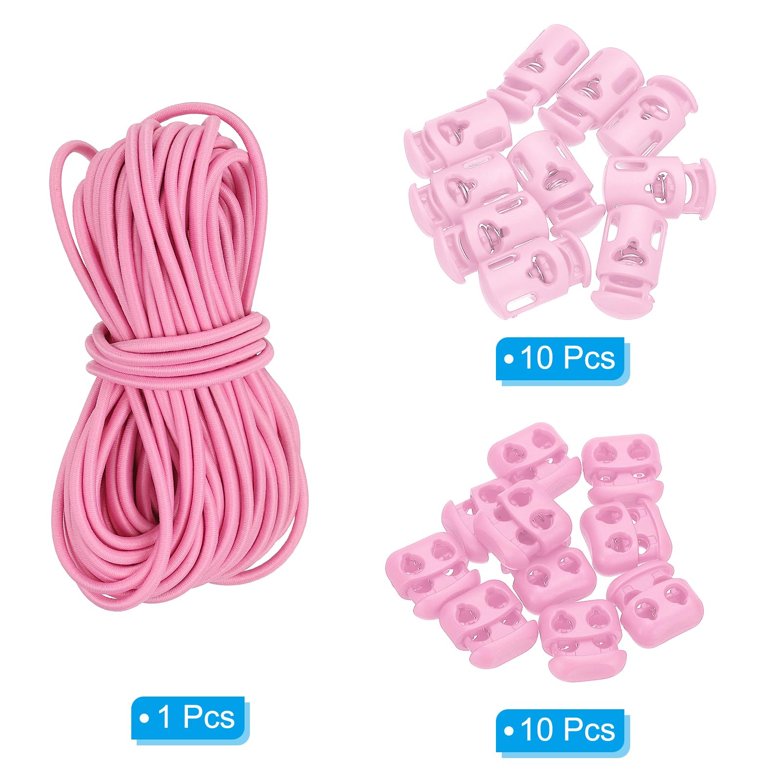 PATIKIL 16 Yard Elastic Bungee Cord & 10pcs Single Hole Cord Lock & 10pcs Double Hole Spring Toggle Stopper for Paracord Drawstring Shoelace Clothing Backpack Bags - Image 4