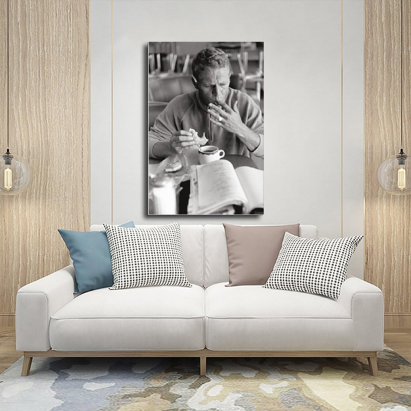 Poster Toile Steve McQueen Vintage - Impression Photo Rétro Hollywood - Décoration Murale Salon Chambre Sans Cadre