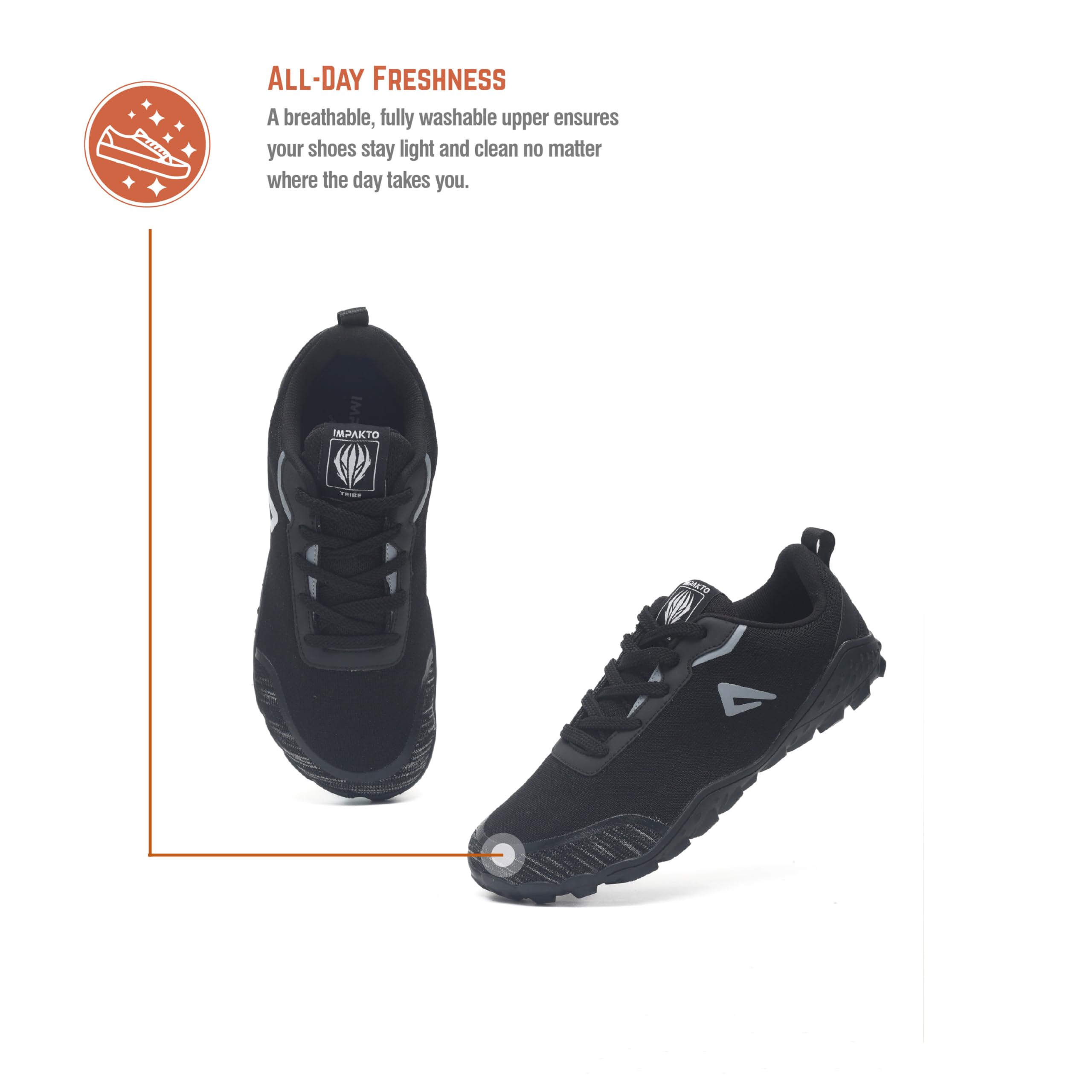 Impakto Men’s Barefoot Earthen Shoes | Wide Toe Box | Lightweight Shoes for Trainning, Running on Soft Ground & Workout | Minimalist Zero-Drop for Natural Movement | Anti-Skid & Flexible Rubber Sole 3