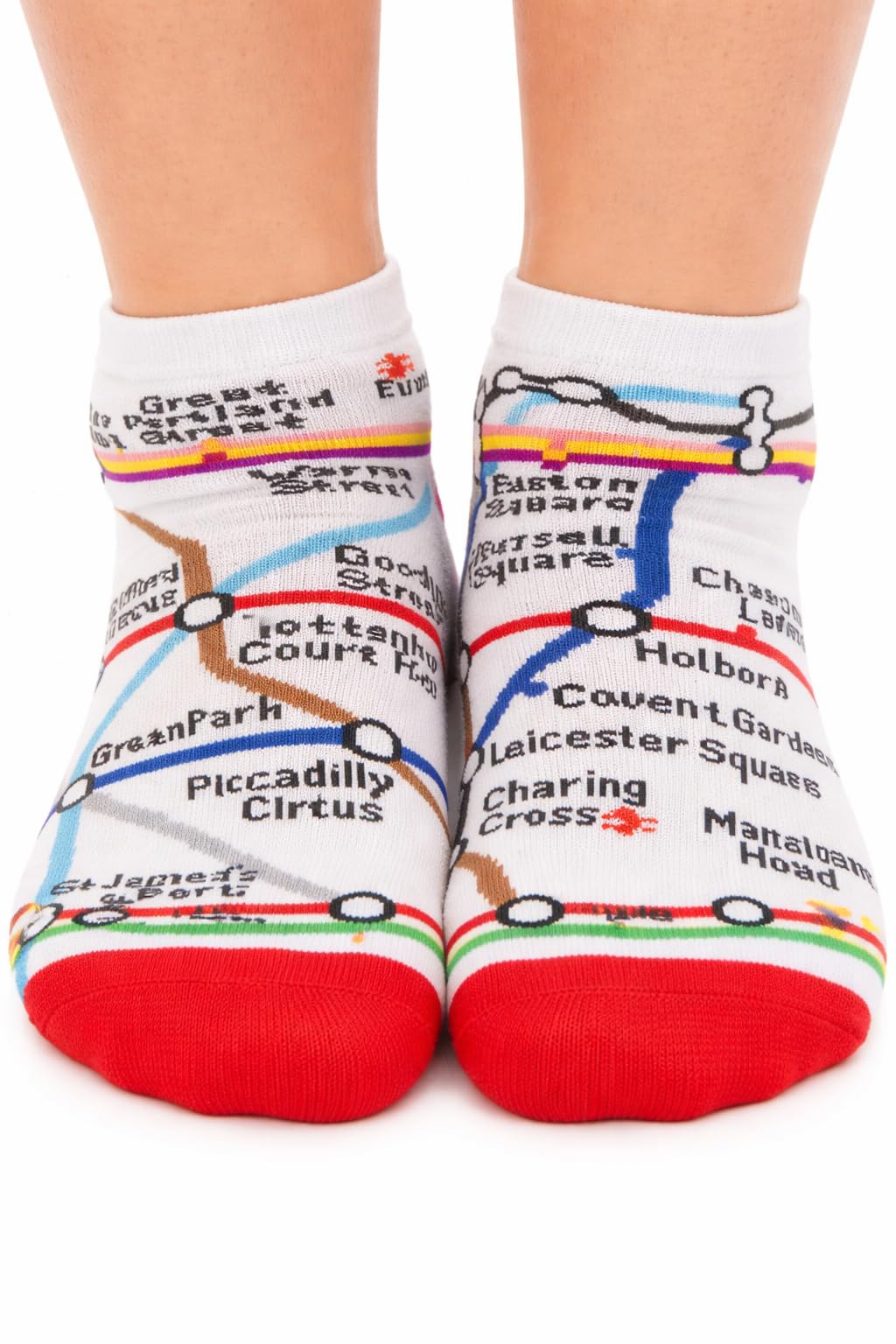 Tfl Women's White 4-7 Socks London Underground And Red Map Trainer Socks Gifts London Souvenirs (By Lilaj)