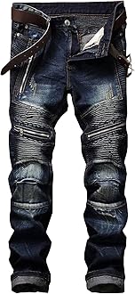 qcdyrxfMen's Jeans Slim Fit Stretch Skinny Ripped Jeans for Men Stacked Distressed Straight Pants