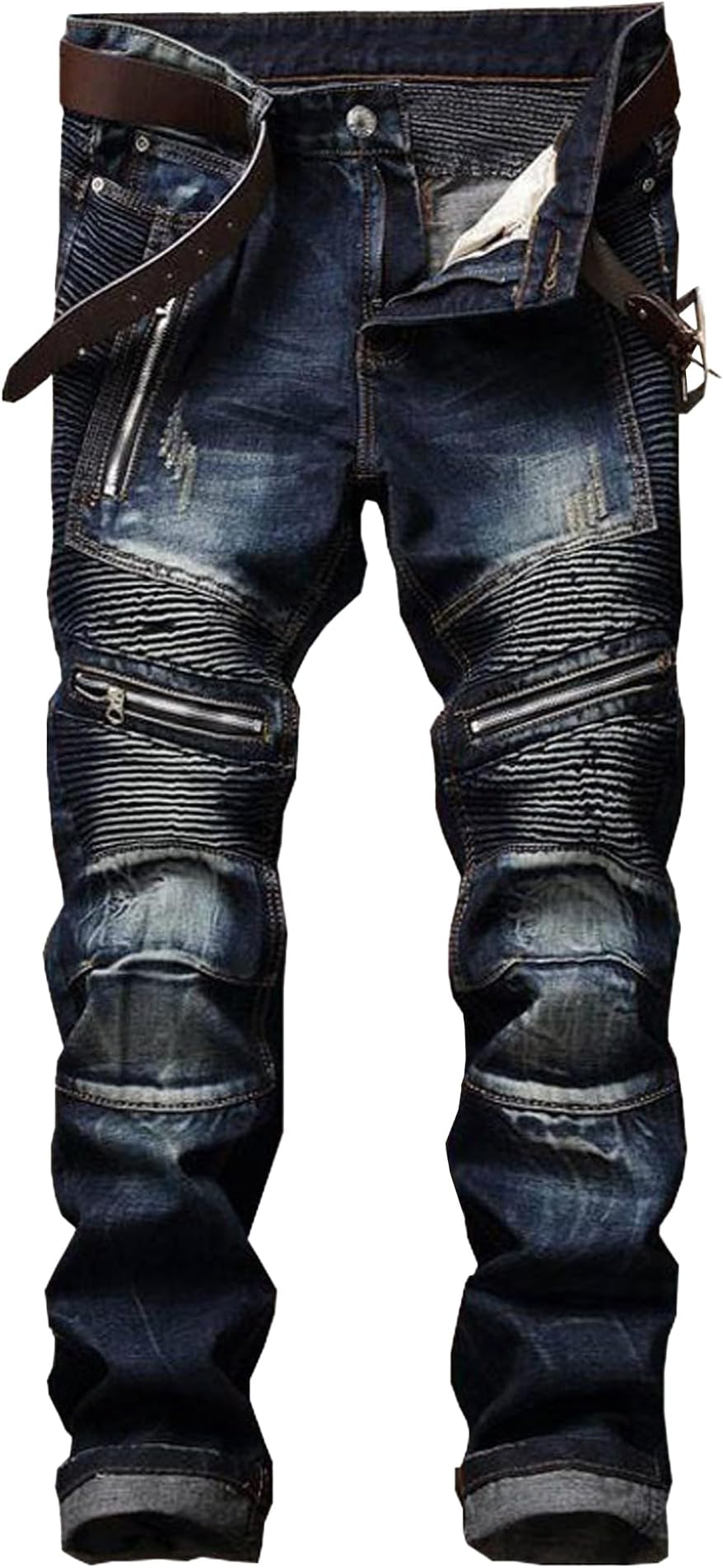 qcdyrxfMen's Jeans Slim Fit Stretch Skinny Ripped Jeans for Men Stacked Distressed Straight Pants