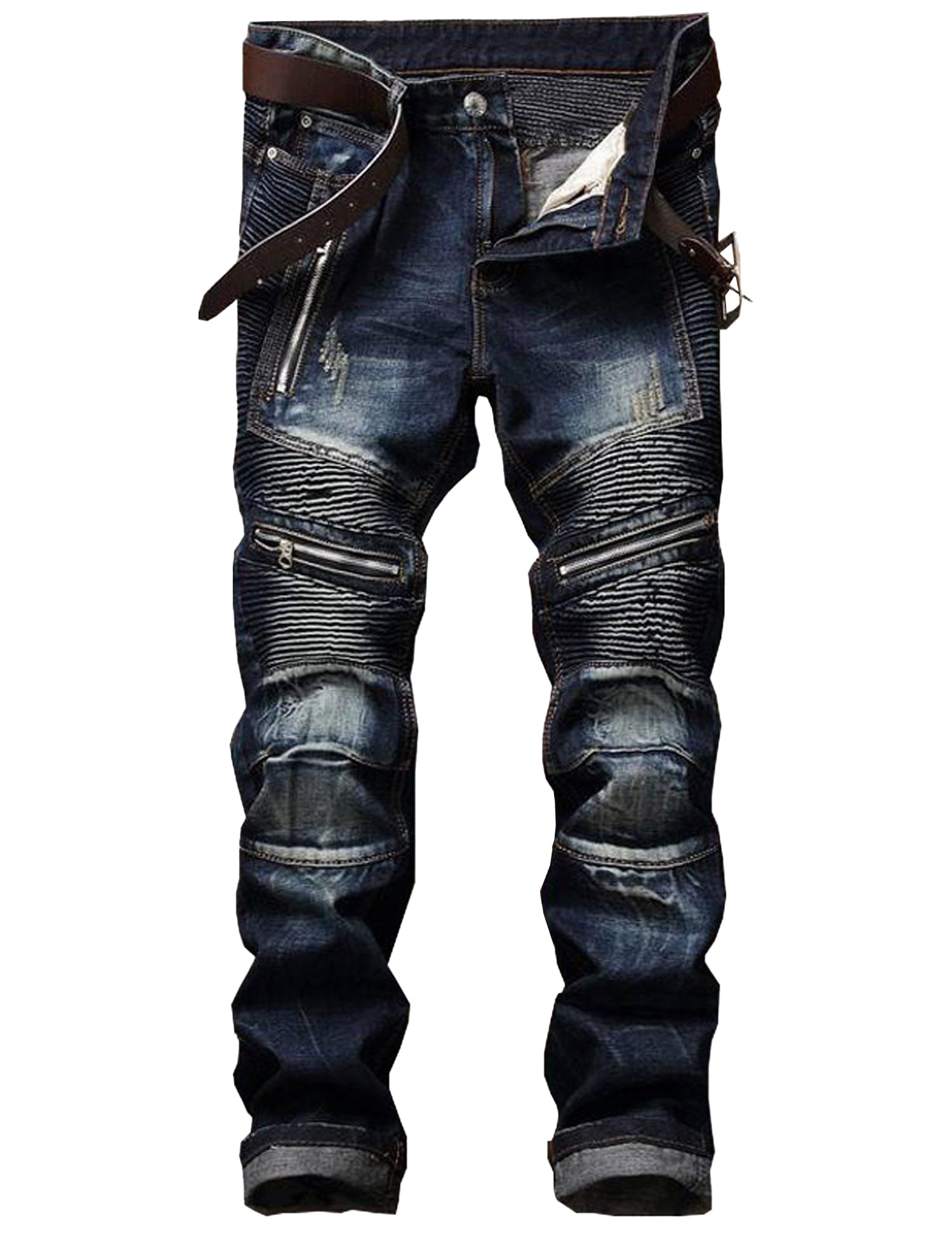 qcdyrxfMen's Jeans Slim Fit Stretch Skinny Ripped Jeans for Men Stacked Distressed Straight Pants
