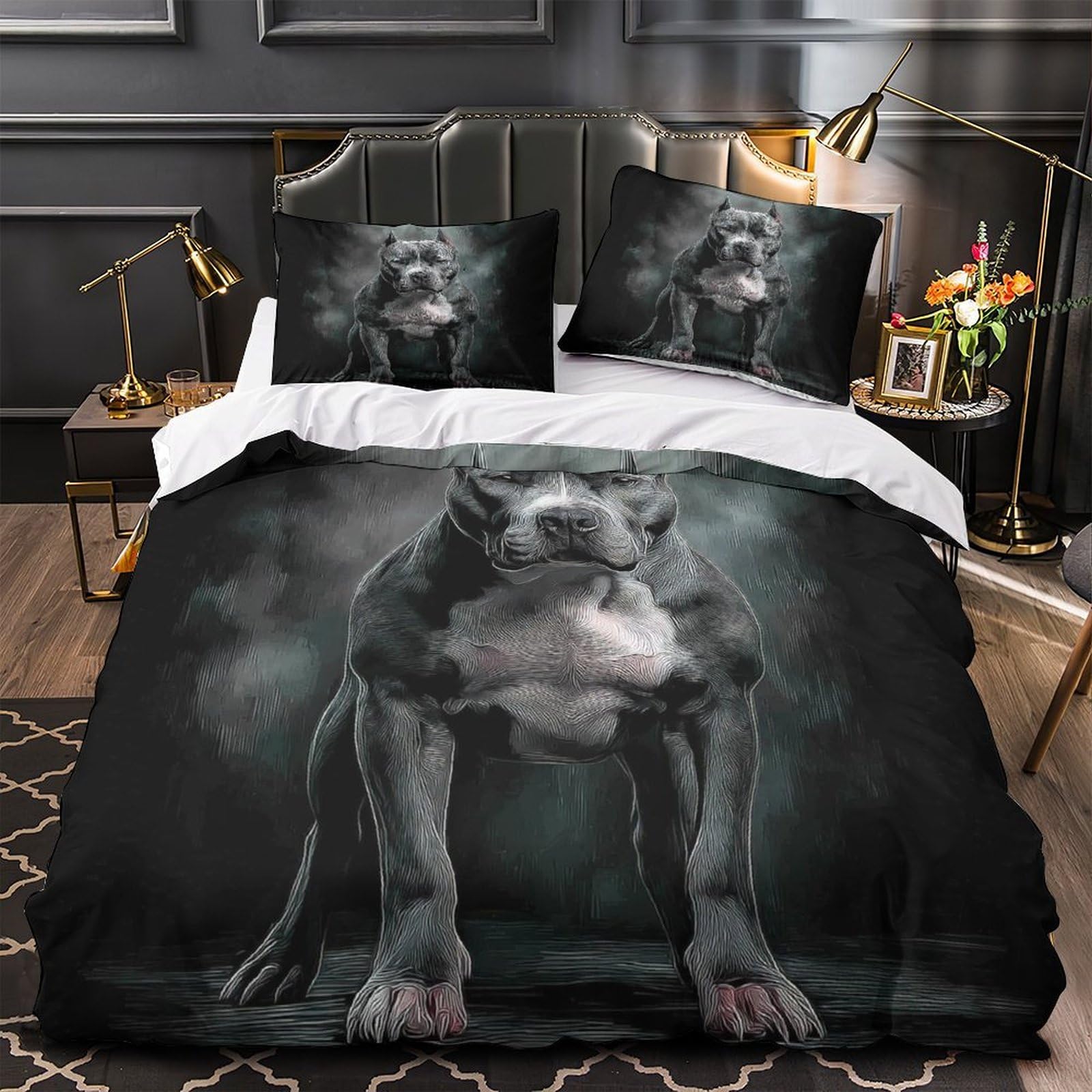 Housse de couette pitbull hypoallergénique microfibre douce