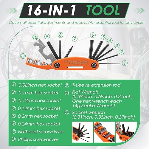Miniatura 3 de Kit de bolsa de reparación de bicicletas, kit de reparación de bicicletas portátil para acampar y viajar, juego de herramientas de bicicleta con