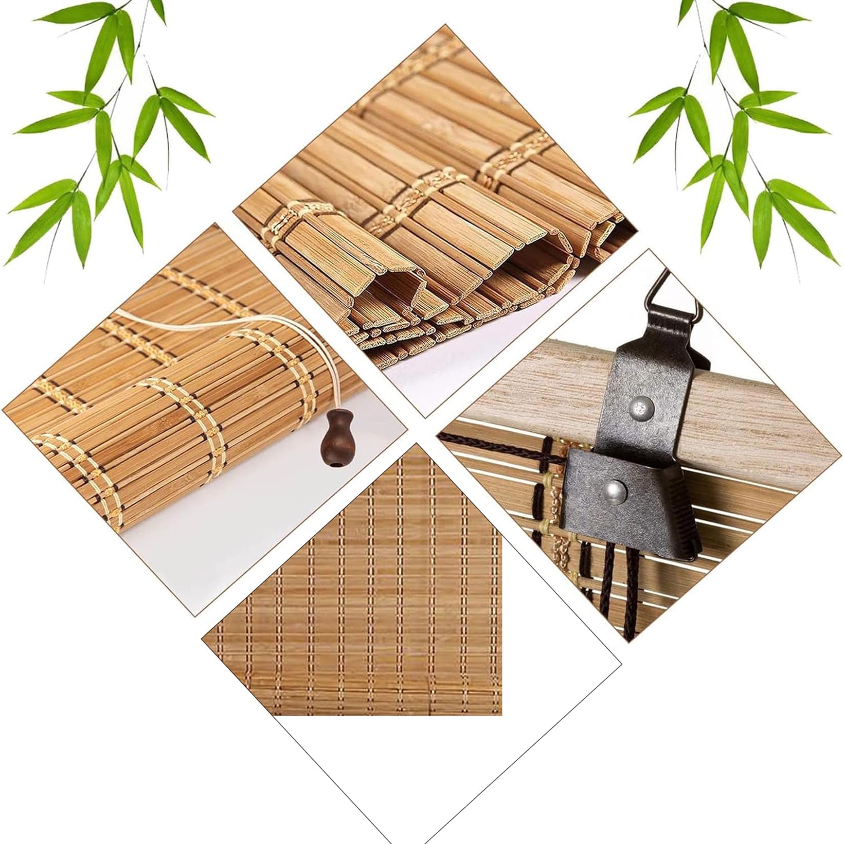 Roleta bambusowa w stylu retro, naturalne rolety bambusowe, rolety rzymskie, rolety zaciemniające, rolety bambusowe do okien z podnośnikiem, zwijane, bambusowe, zasłona do drzwi