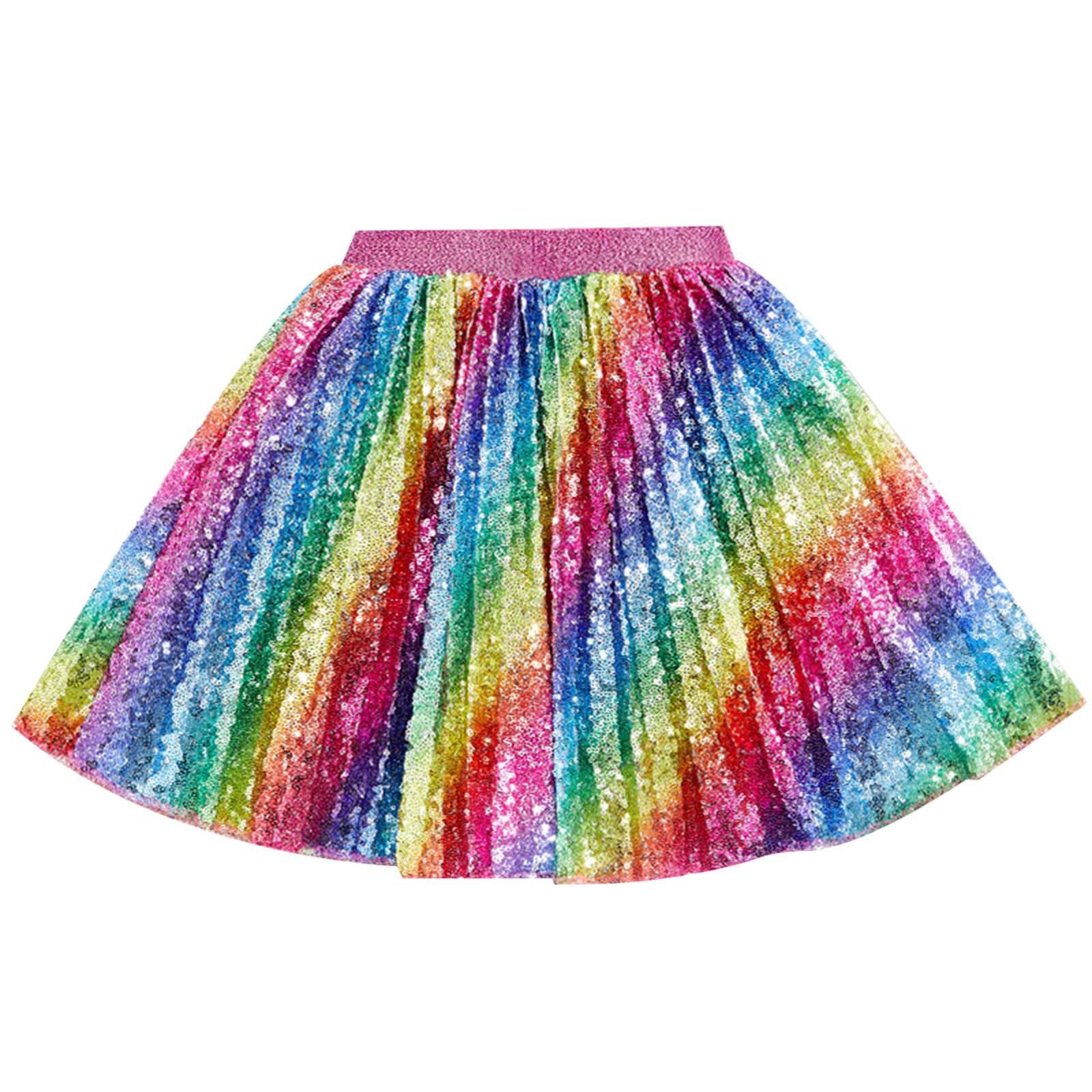 Elegant Pailletten Rock Mädchen Festlich Rundhals Langarm Karneval Fasching Cocktail Glitzer Rock Mädchen Niedliche Festival Locker Lässig Bequeme