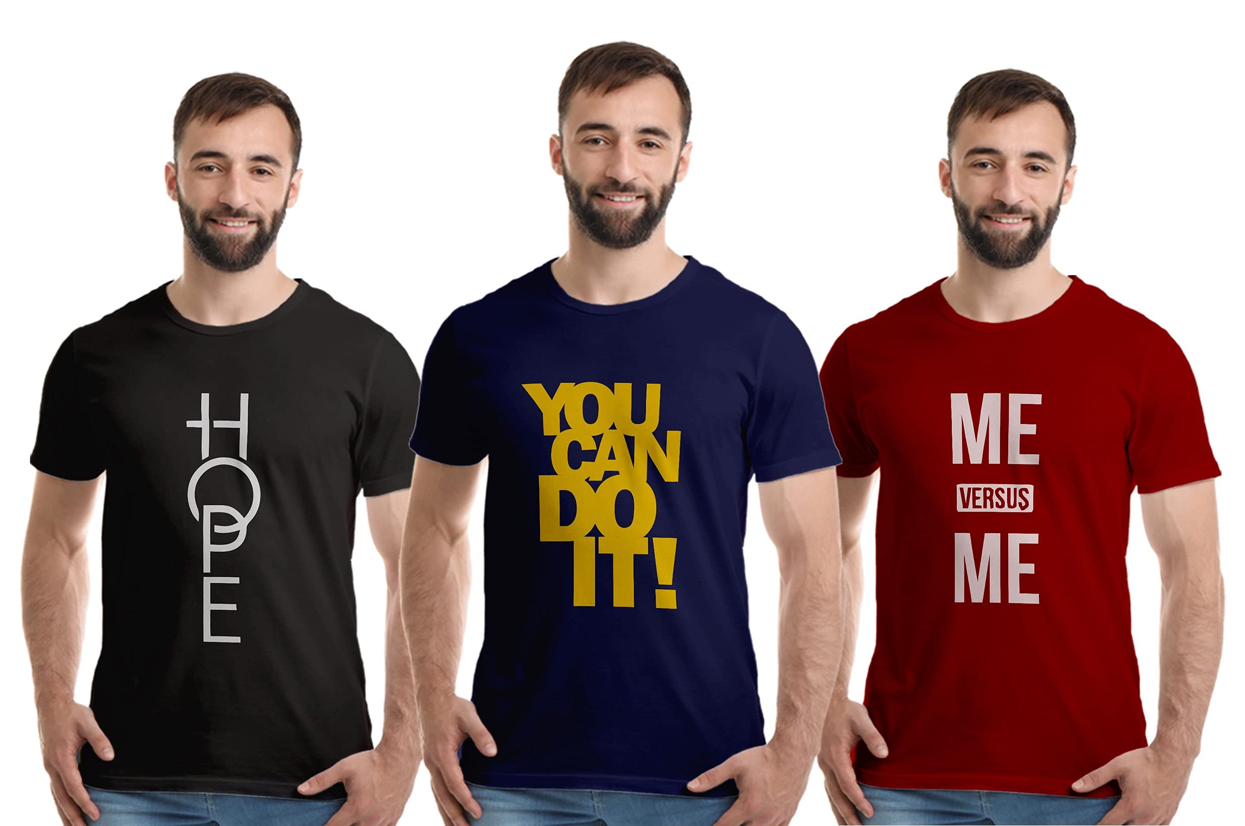 BoodbuckPrinted T Shirt for Men Combo Pack of 3