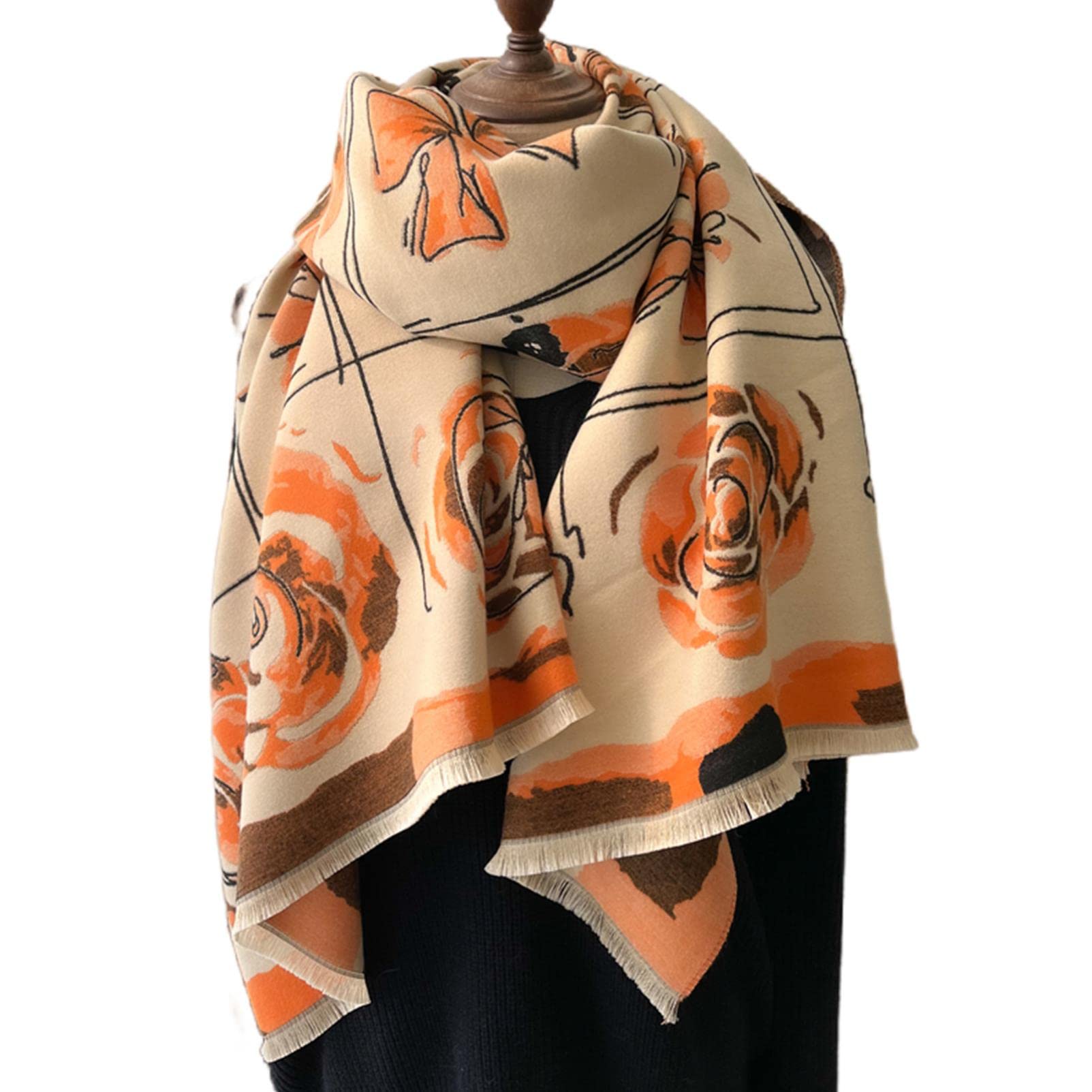 URYYRIT Sciarpa Donne Cashmere Scialle Scarf Design Spesso Coperta Inverno Inverno Scarf Poncho