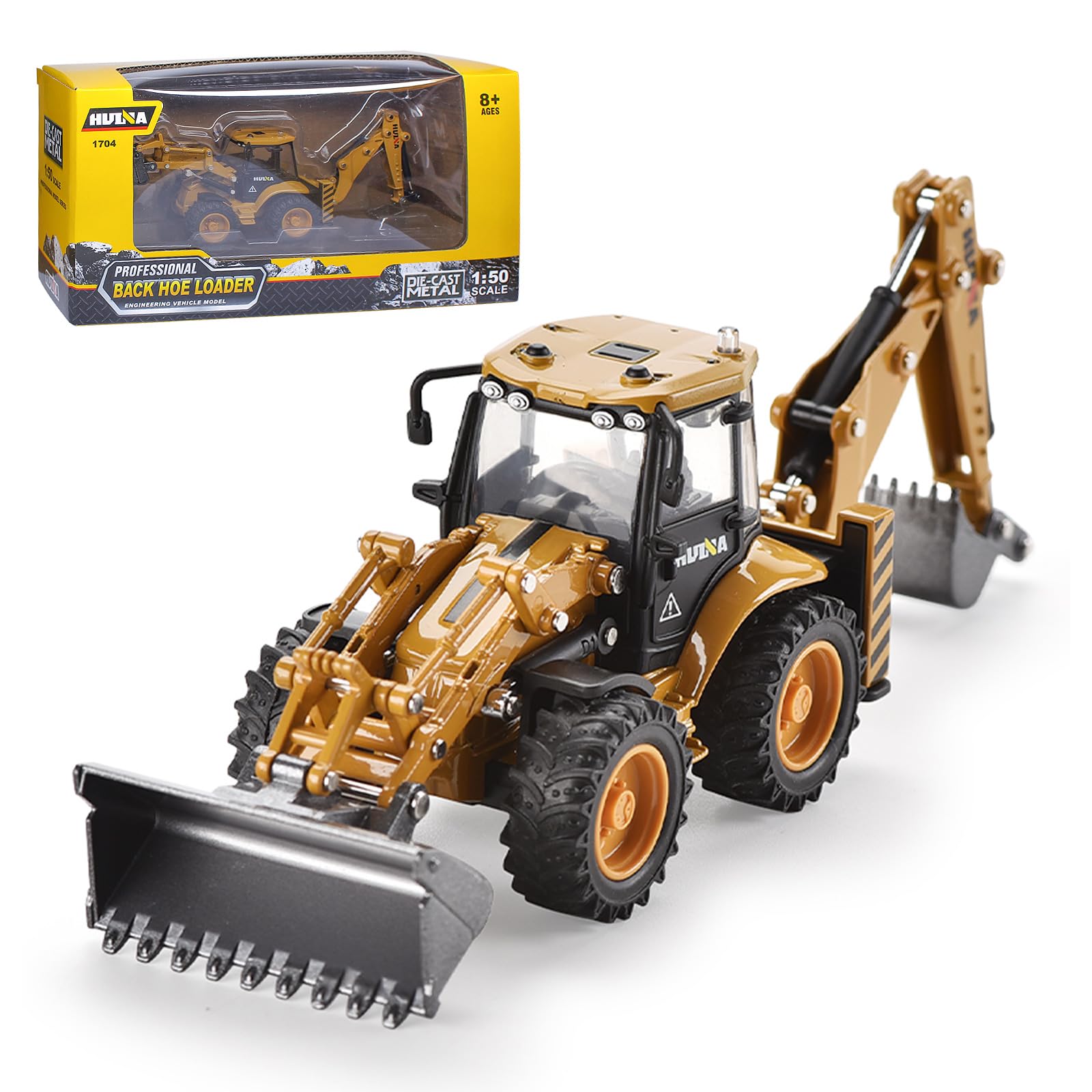 HUGMIE 1:50 Bagger Spielzeug,Traktor Digger,Baustellenfahrzeuge Kinder,Bulldozer Spielzeug ab 8 Jahre, 2-in-1 Bagger Weihnachten Geburtstag Geschenk Junge