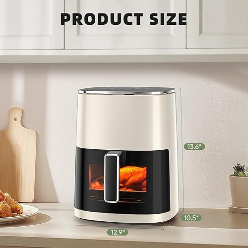 Miniatura 2 de Elevon Freidora de aire grande de 6 cuartos de galón, freidora digital 12 en 1 con ventana transparente, asar, recalentar, deshidratar, hornear,