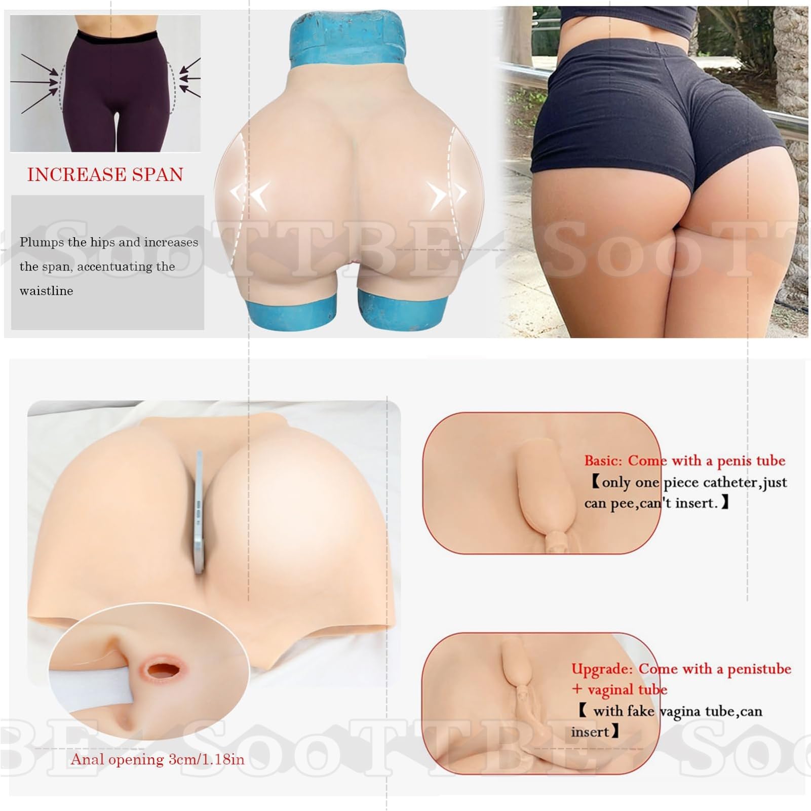 Vollsilikon-Verdickte HöSchen, Gepolsterte Push-Up-Boxershorts, HüFtlifting-Kontrollformer-UnterwäSche füR Frauen, Cosplay