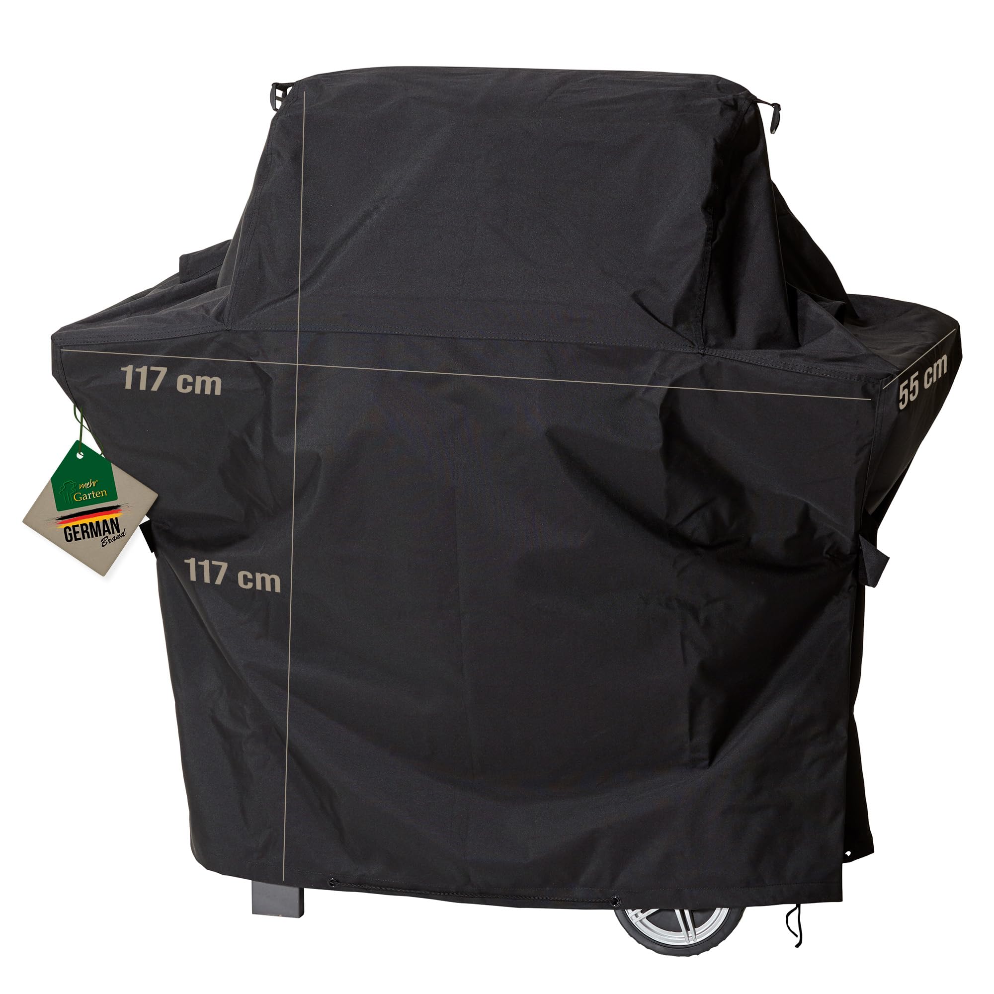 Funda para Parrilla Trapezoidal, Resistente a la Intemperie, 117x55x117 cm, Negra, Tejido Oxford 600D, Funda Impermeable y Resistente a los Rayos UV para Parrillas a Gas