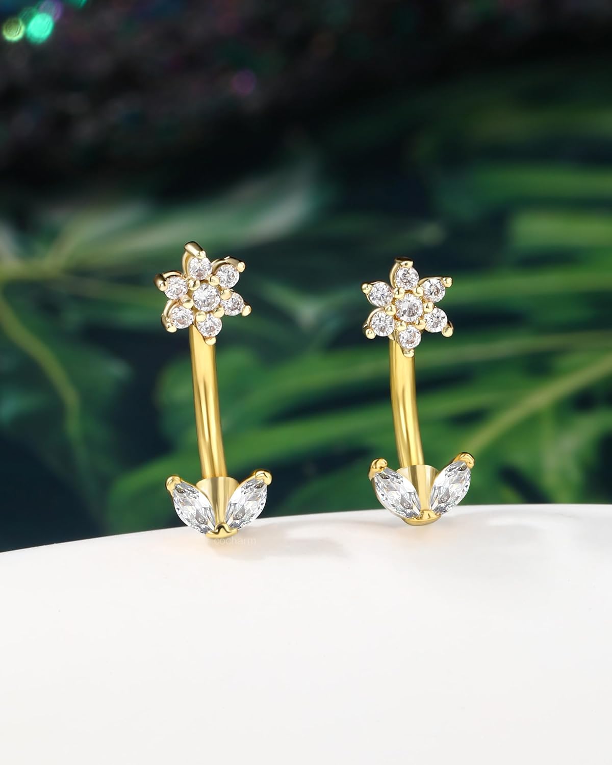 COCHARM Cute Flower Rook Earrings for Women Silver 16g Jewelry 16 Gauge Stainless Steel 8mm Piercing Dainty