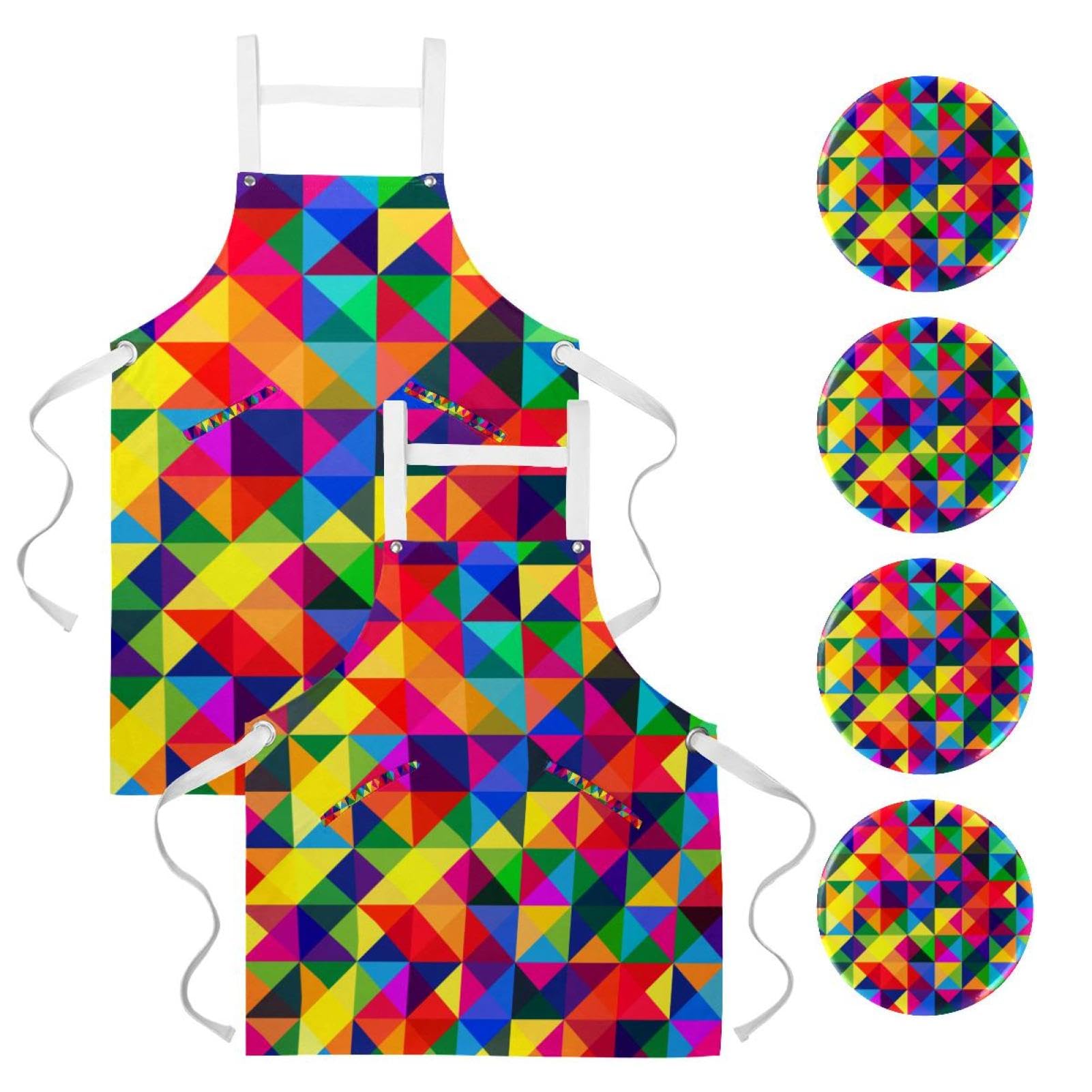 Tablier de cuisine lot de 2 multicolore pour restaurant et bistrot - 7