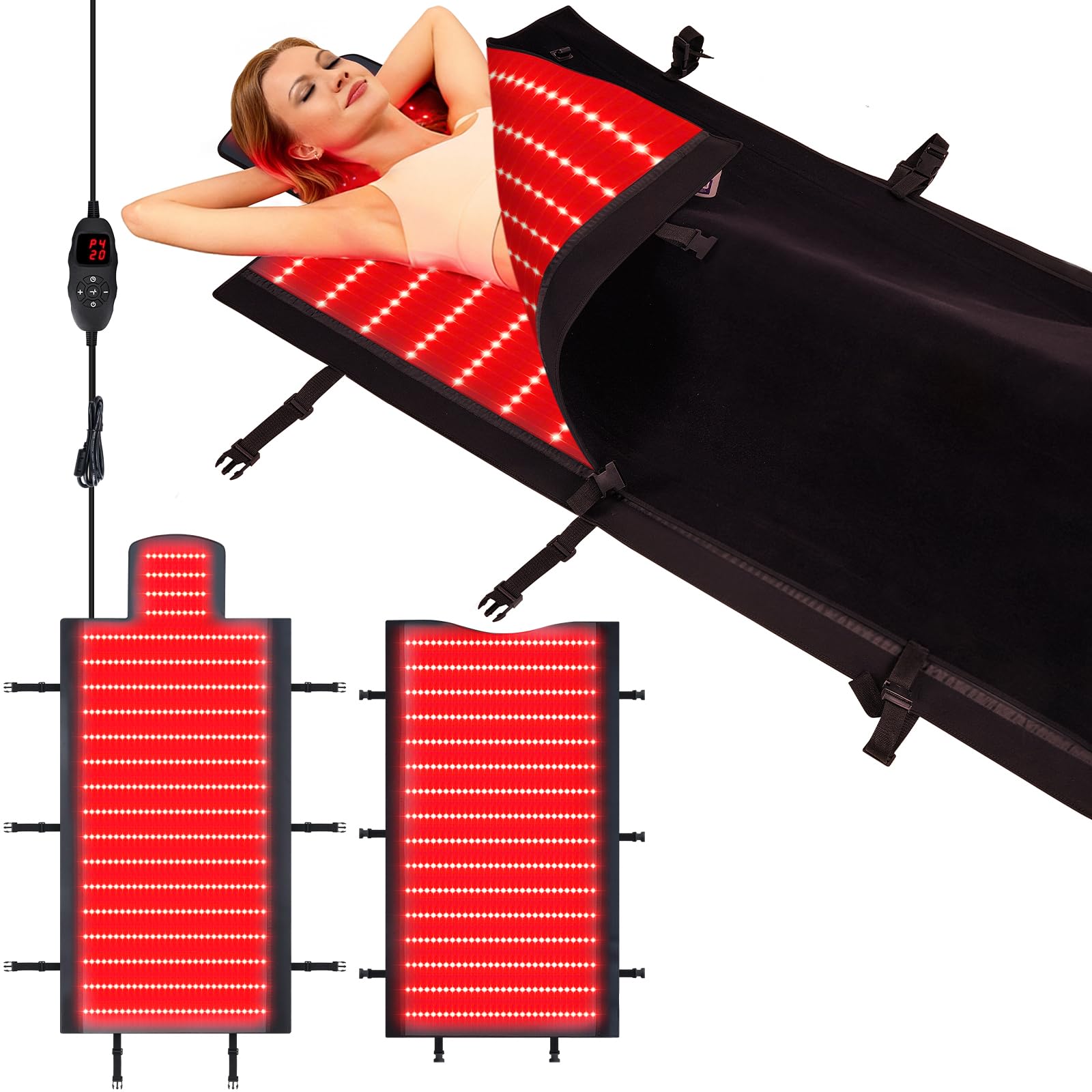Photo 1 of 1000 LEDs Dual Full Body Red Light Therapy Mat, Red Light Therapy Blanket, 2in1 LEDs(660nm& 850nm), Premium Leather, Adjustable Timer & Intensity