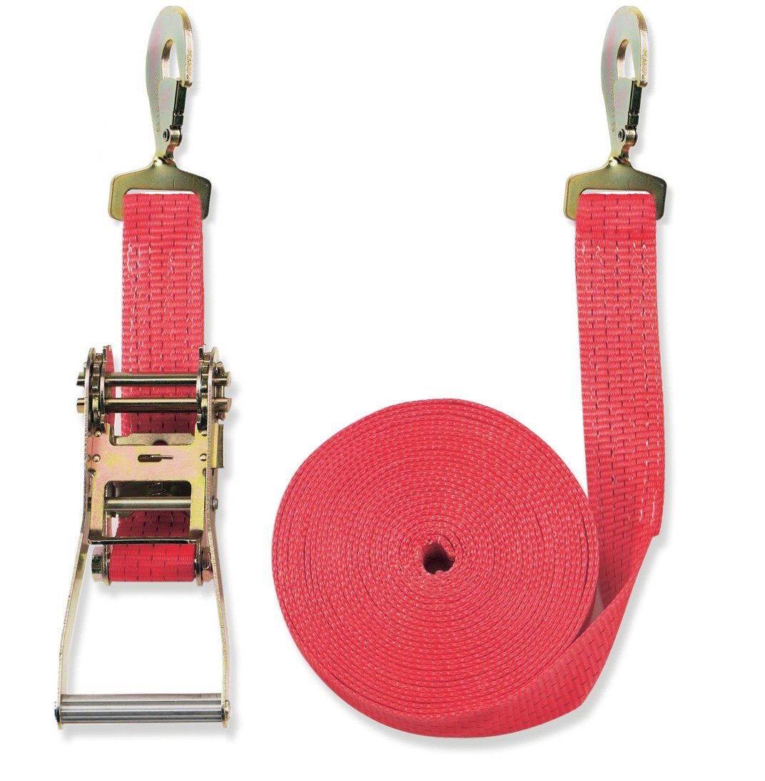 Braun Lashing Strap 5000 daN Two-Piece Colour Red 8 m Length 50 mm in Width with Ratchet and Claw Hooks