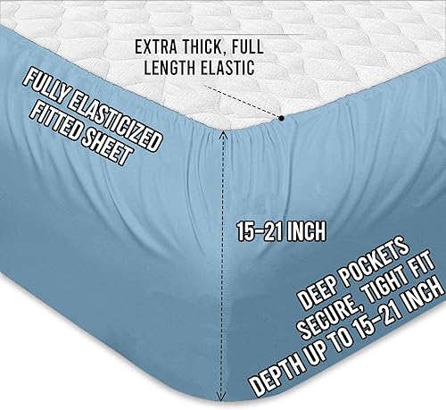 Miniatura 5 de Magic Drapes Juego de sábanas divididas tamaño King para cama ajustable, sábanas de 4 piezas con bolsillo profundo de 21 pulgadas, 100% algodón