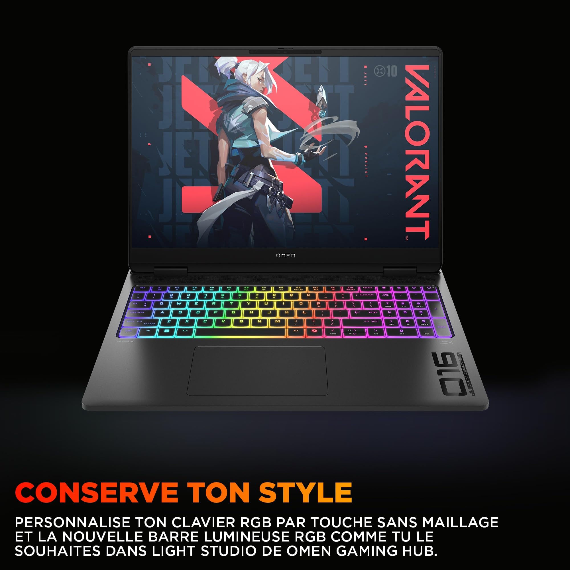 HP HyperX Omen 16-ah0005sf Ordinateur Portable Gaming 16" 2.5K OLED, PC Portable Gamer (Intel Core Ultra 9-275HX, RAM 32 Go, SSD 1024 Go, RTX 5080 16GB VRAM, Windows 11), Laptop Noir, AZERTY