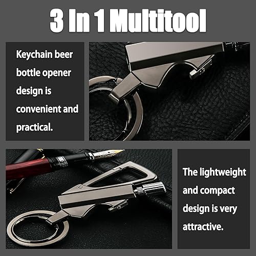 Miniatura 3 de Zoniyo - Encendedor permanente con llavero multiherramienta, abrebotellas, portátil, ligero (plateado, 2 unidades)