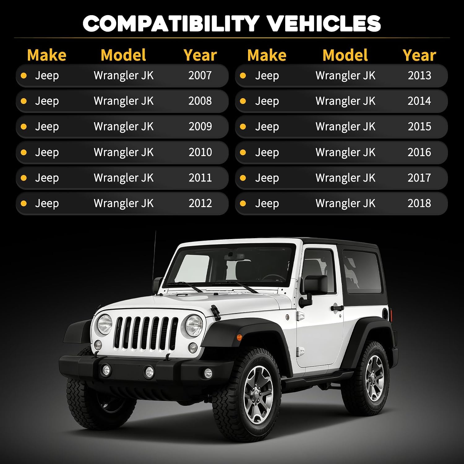 1 Pair Front Door Weatherstrip Seal Fit for Jeep Wrangler JK 2007-2018 Full Door Driver Passenger Side Rubber Seal Strip Felt Gasket Trim Replaces 55395274AW 55395275AW