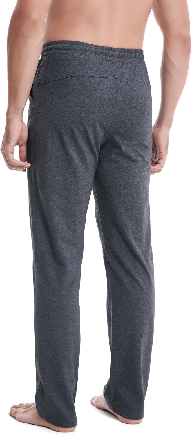 clothin Men’s Cotton Yoga Sweatpants Lounge Pants Open Bottom Athletic Casual Pants with Pockets - Image 3